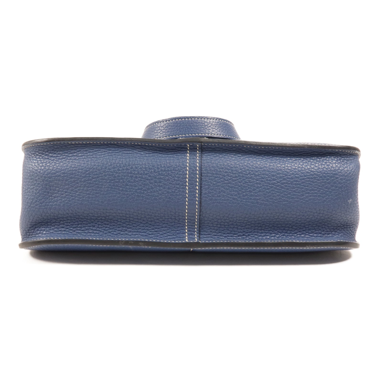 HERMES Clemence皮革Halzan 31銀扣手挽肩背兩用袋Bleu Agate