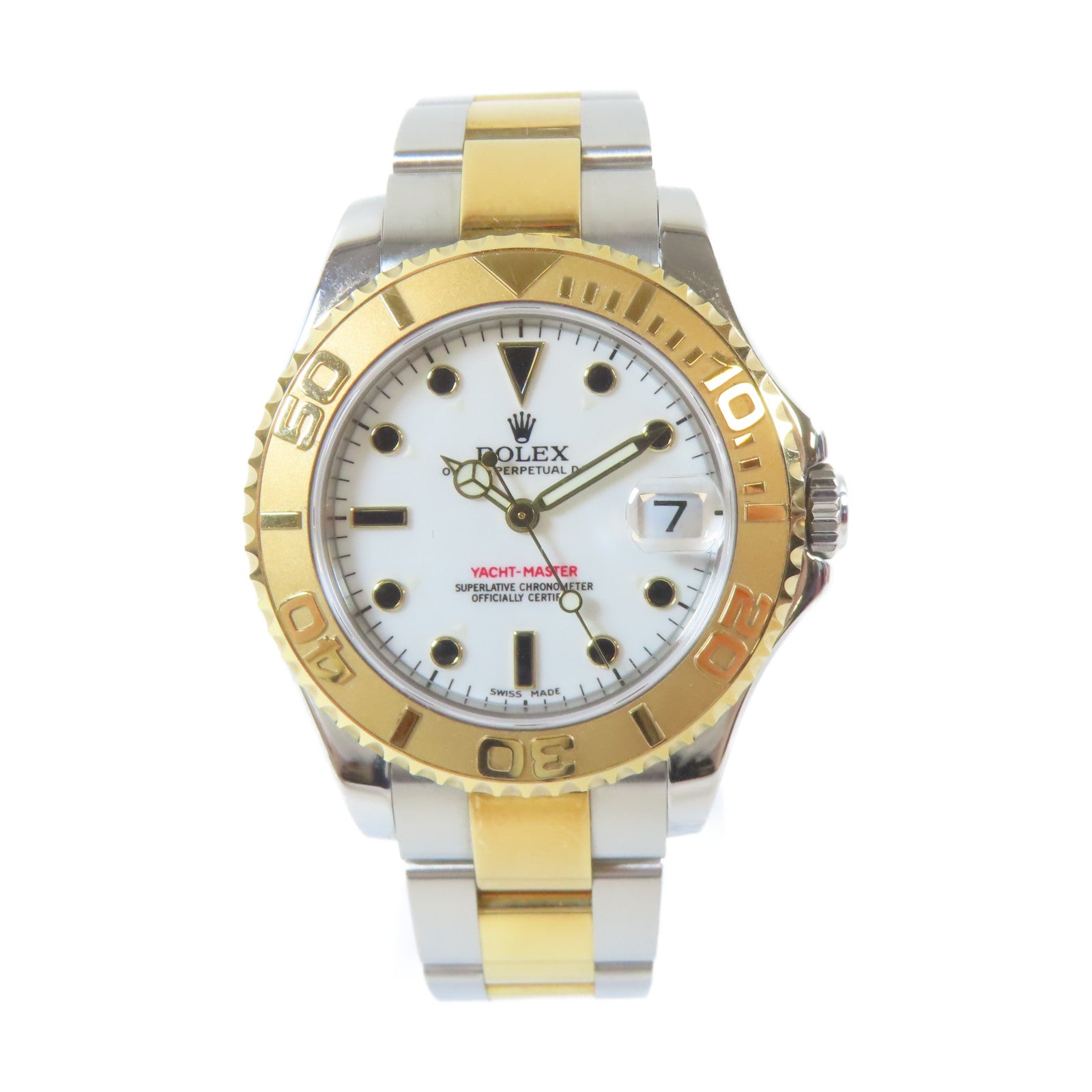 ROLEX 18K黃金/不鏽鋼Yacht Master Automatic Watch自動機芯手錶白色#16.5cm