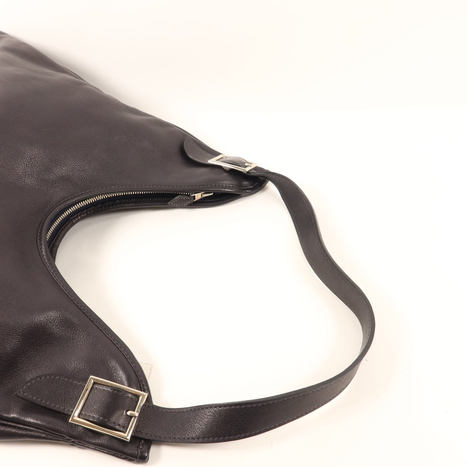 HERMES Evergrain皮革Massai銀扣肩背袋Noir