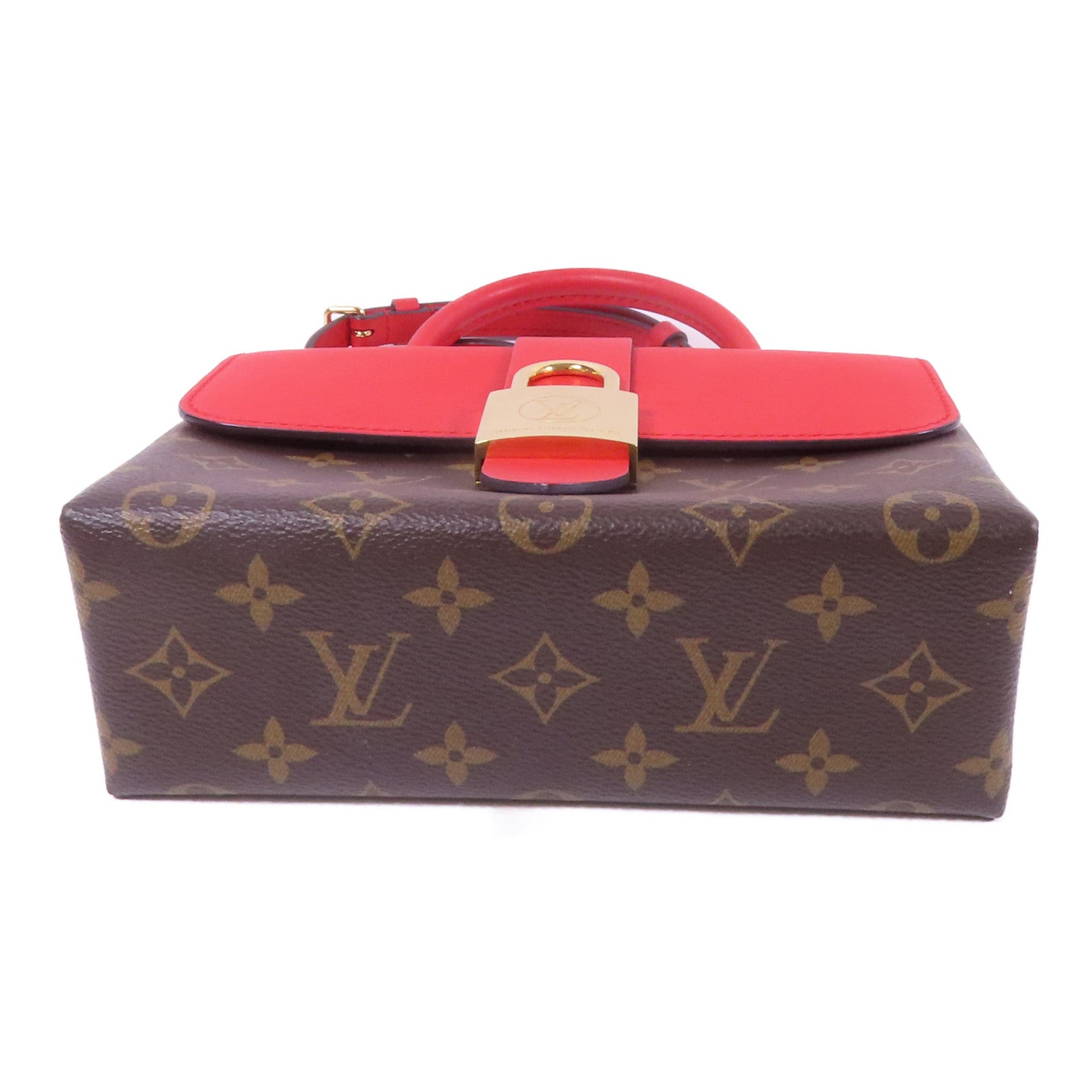LOUIS VUITTON Monogram Locky BB金扣手挽肩背棕色/紅色