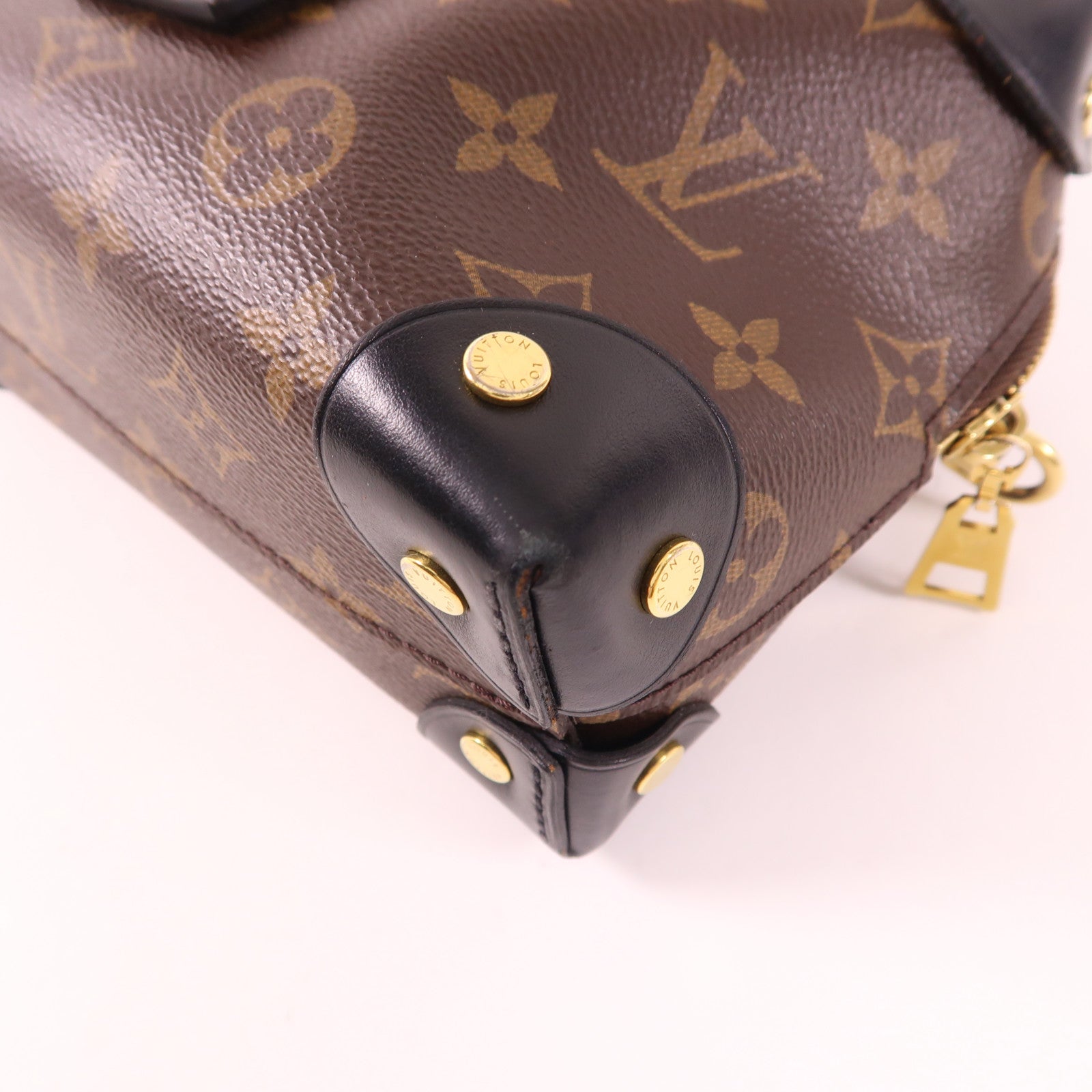 LOUIS VUITTON Monogram Petite Malle Souple金扣手挽肩背兩用袋棕色