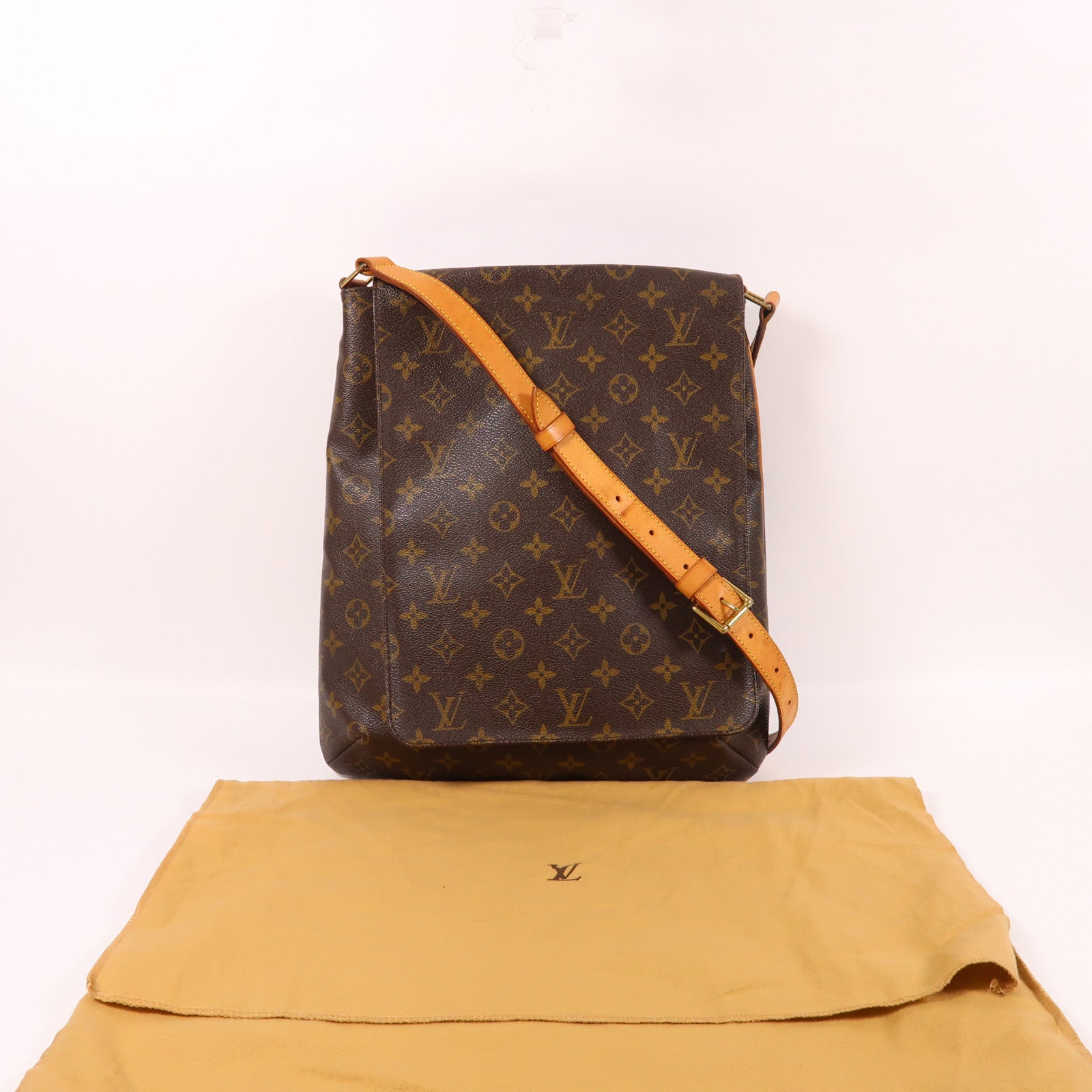 LOUIS VUITTON Monogram Musette金扣肩背袋棕色