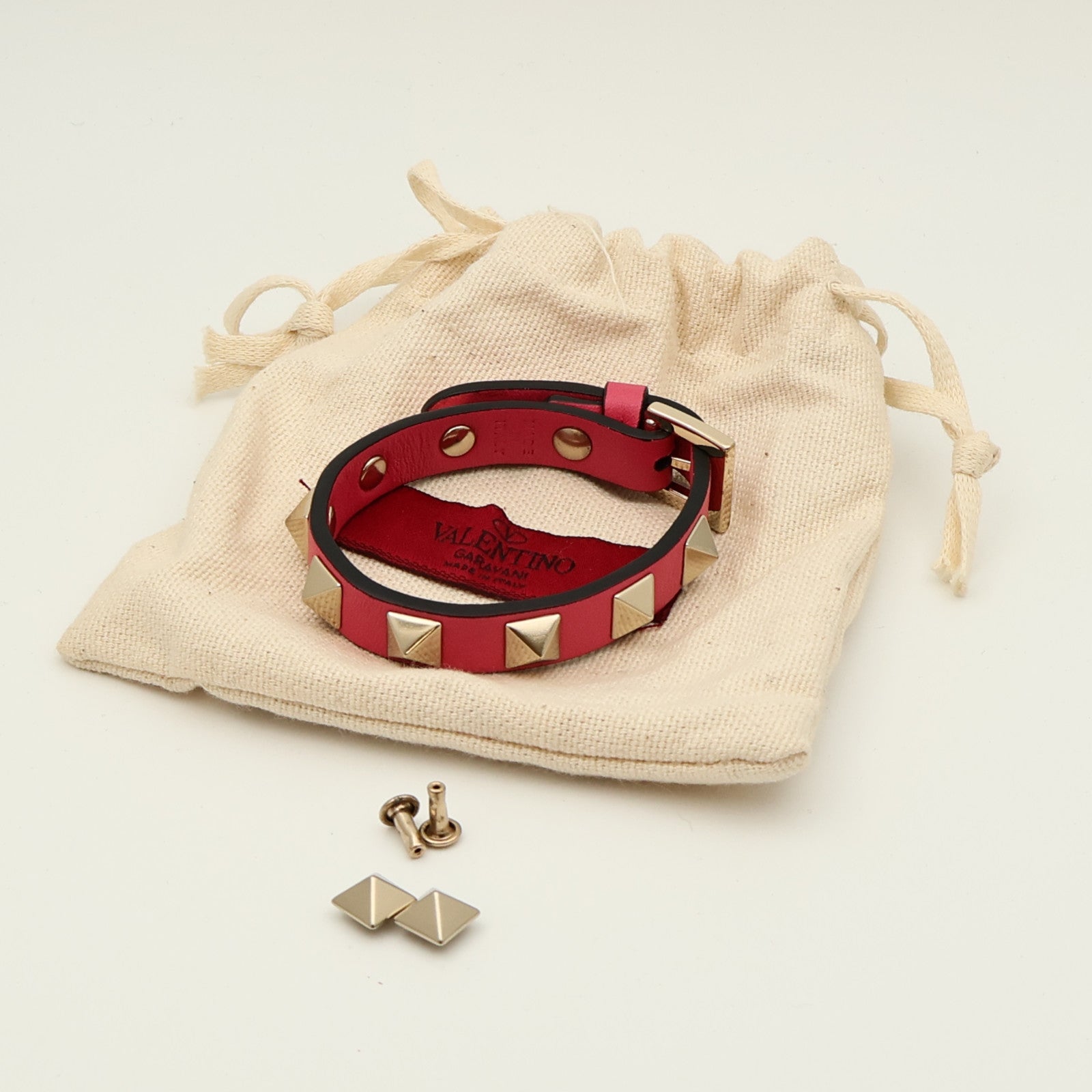 Valentino 牛皮皮革/金屬Rockstud Bracelet手鐲