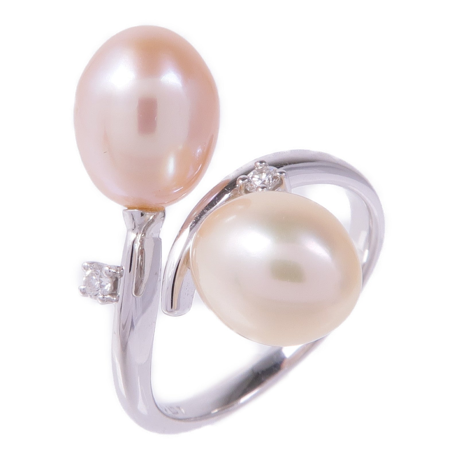 JEWELRY 18K白金Pearl Diamond Ring珍珠/鑽石戒指US#5.5
