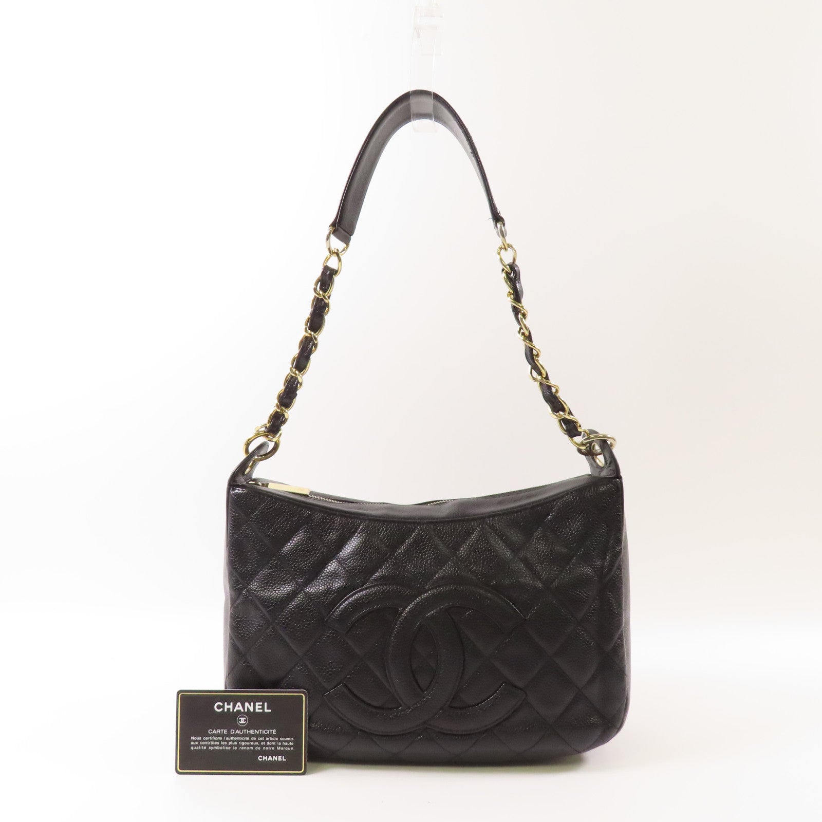 CHANEL 牛皮皮革Shoulder Bag金扣鏈帶肩背袋