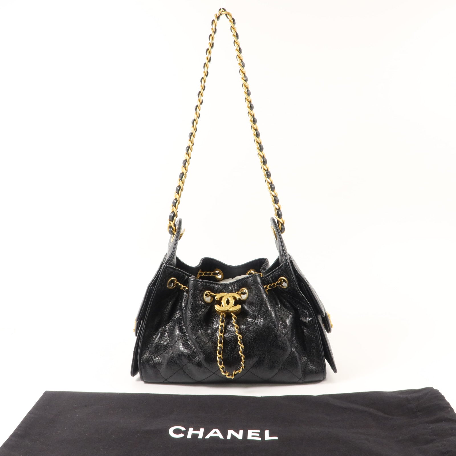 CHANEL 牛皮皮革25 Mini鏈帶肩背袋