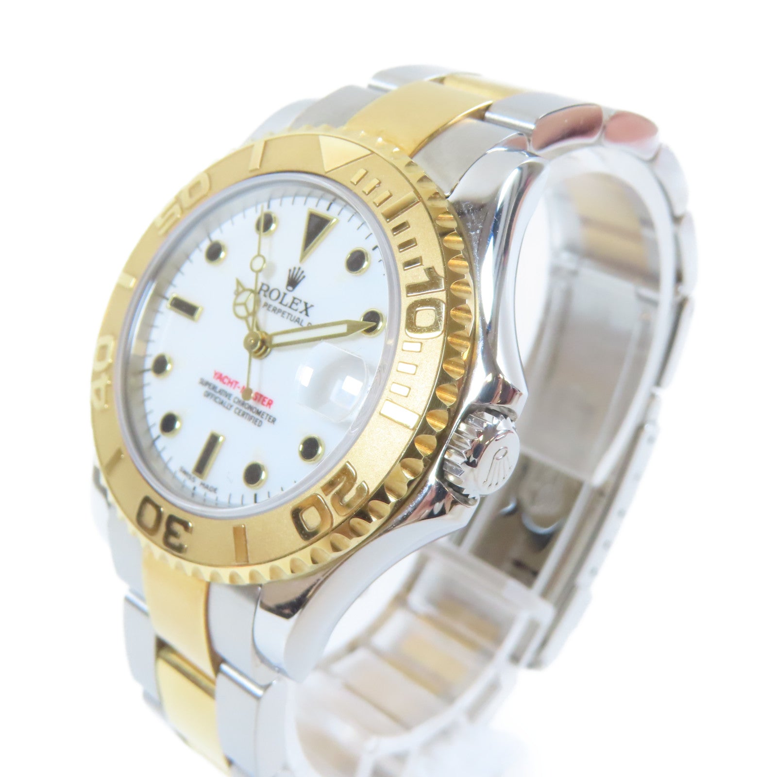 ROLEX 18K黃金/不鏽鋼Yacht Master Automatic Watch自動機芯手錶白色#16.5cm