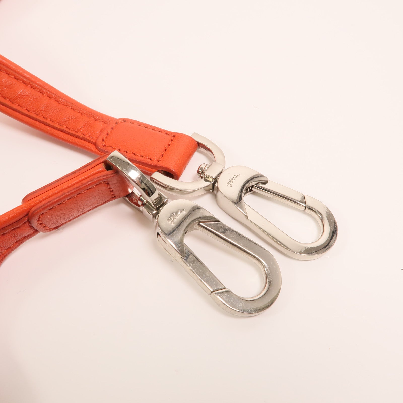 Longchamp 羊皮皮革Le Pliage Cuir銀扣手挽肩背兩用袋