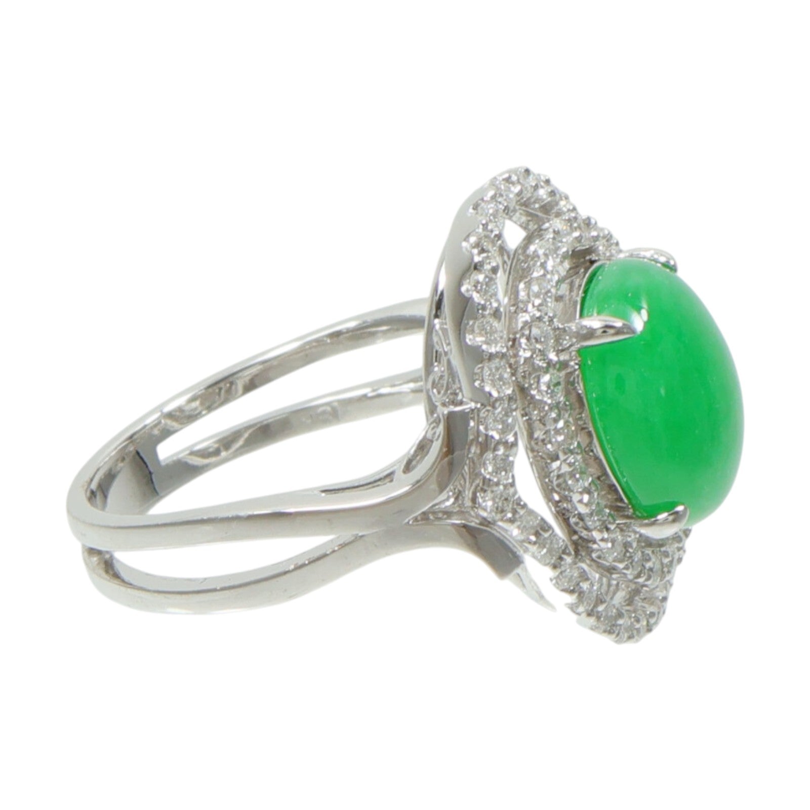 JEWELRY 18K白金Jade Diamond Ring翡翠/鑽石戒指
