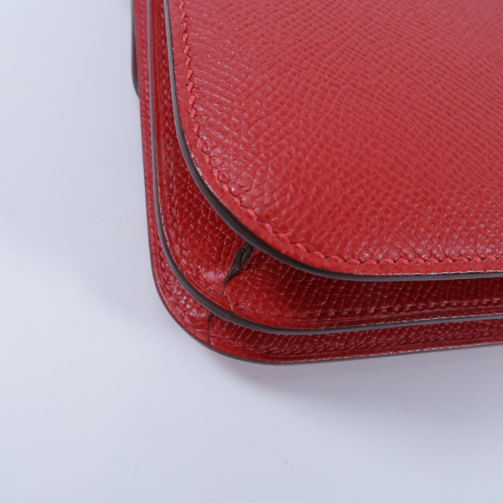 HERMES Epsom皮革Constance Mini肩背袋Rouge Casaque