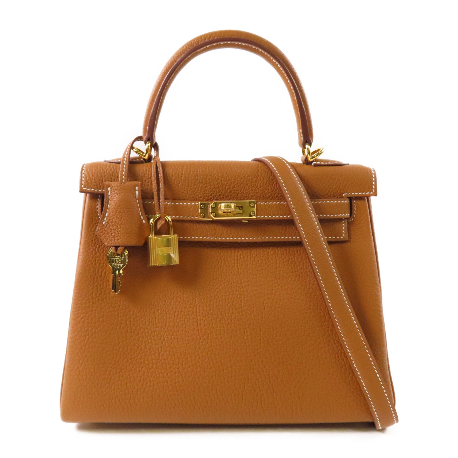 HERMES 【激減優惠】Togo皮革Kelly 25金扣手挽肩背兩用袋Gold