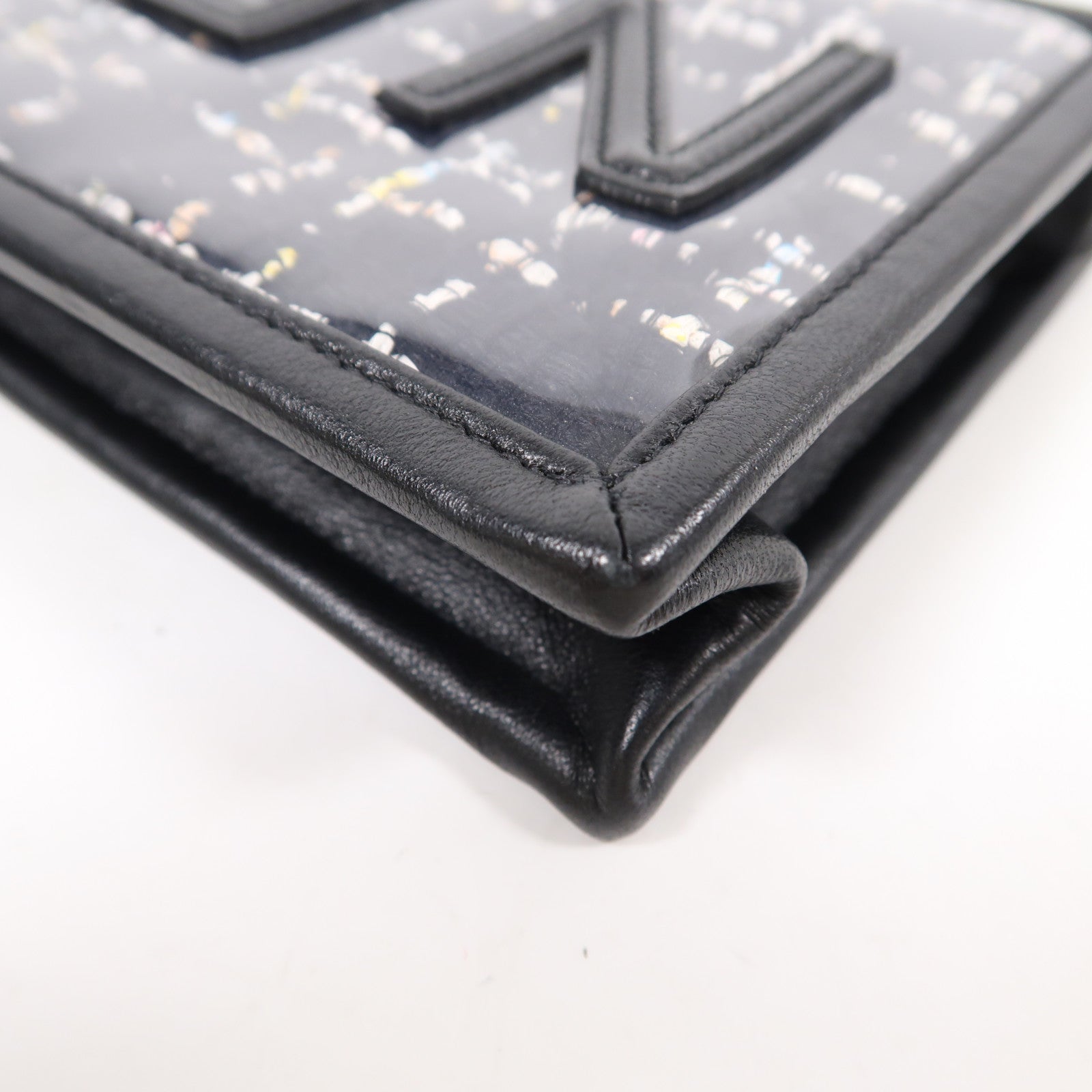 CHANEL PVC/牛皮皮革Tweed PVC Pouch金扣鏈帶肩背袋