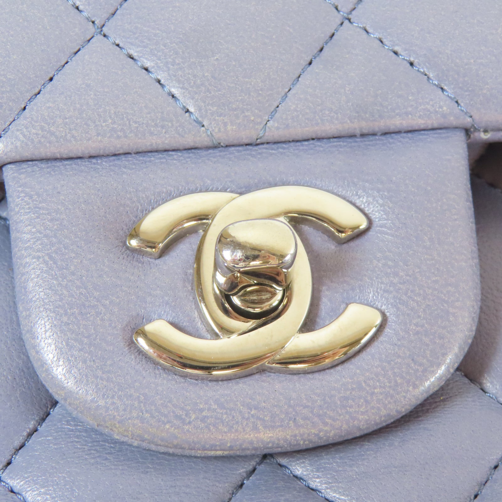 CHANEL 【激減優惠】菱格羊皮皮革Classic 25cm銀扣鏈帶肩背袋紫色