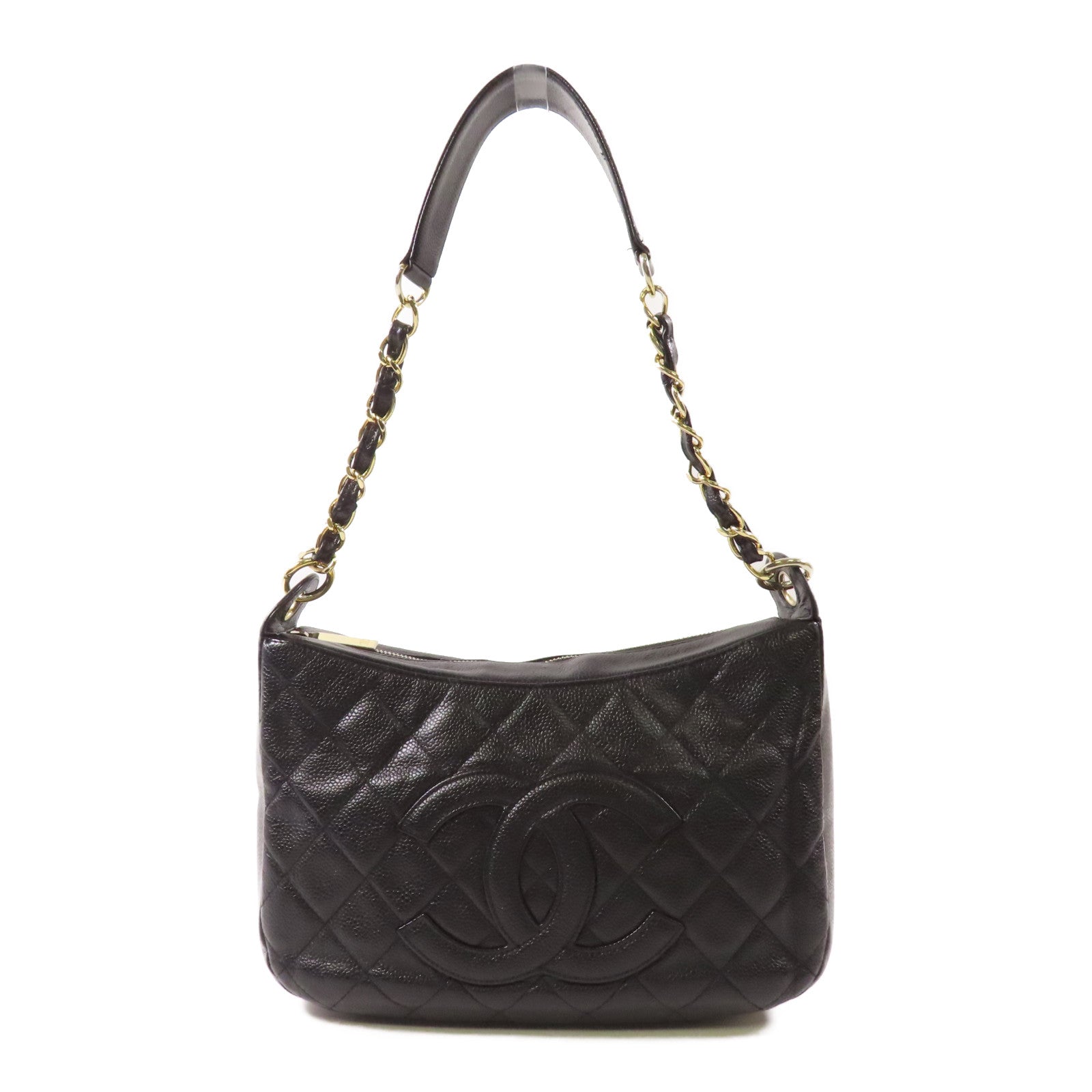 CHANEL 牛皮皮革Shoulder Bag金扣鏈帶肩背袋