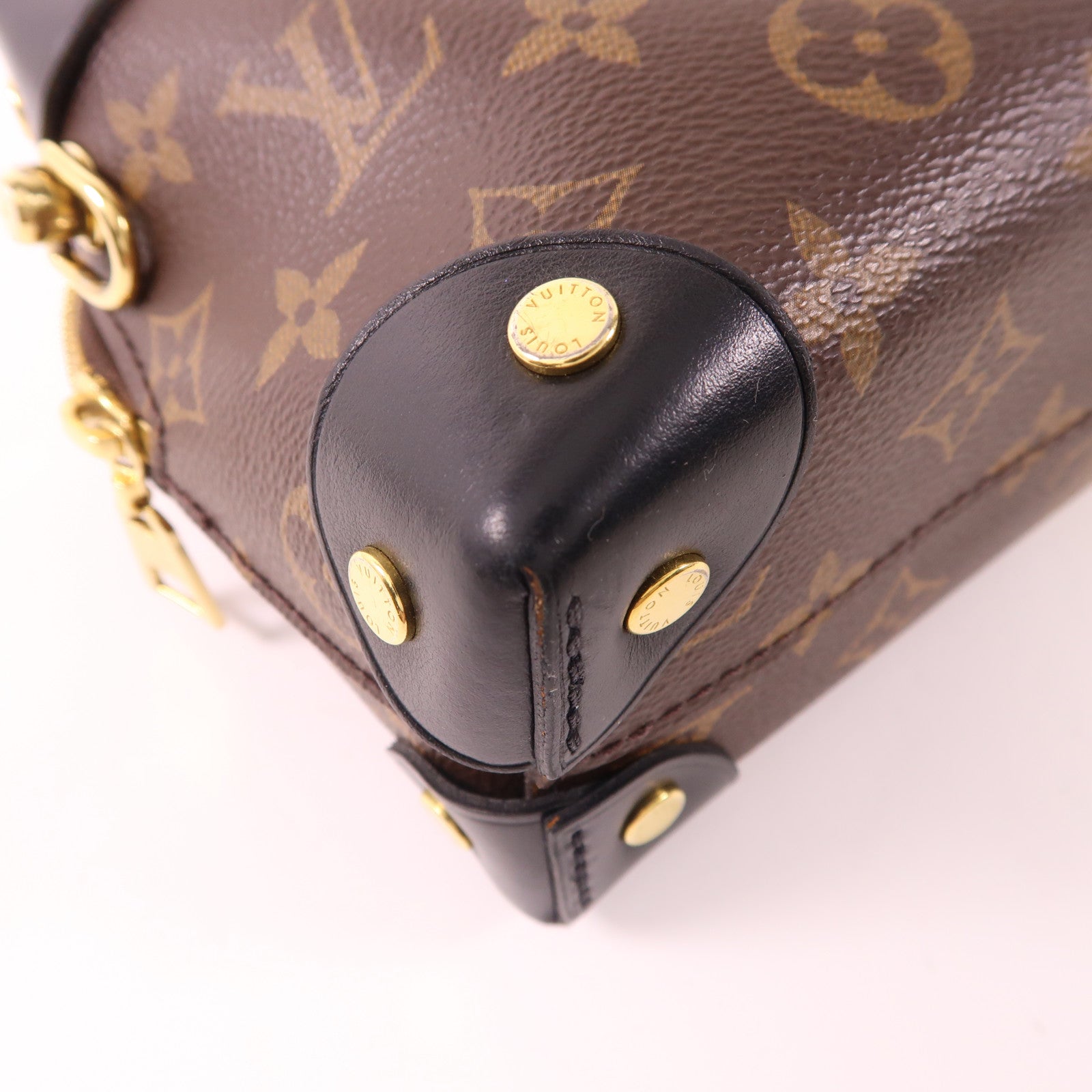 LOUIS VUITTON Monogram Petite Malle Souple金扣手挽肩背兩用袋棕色