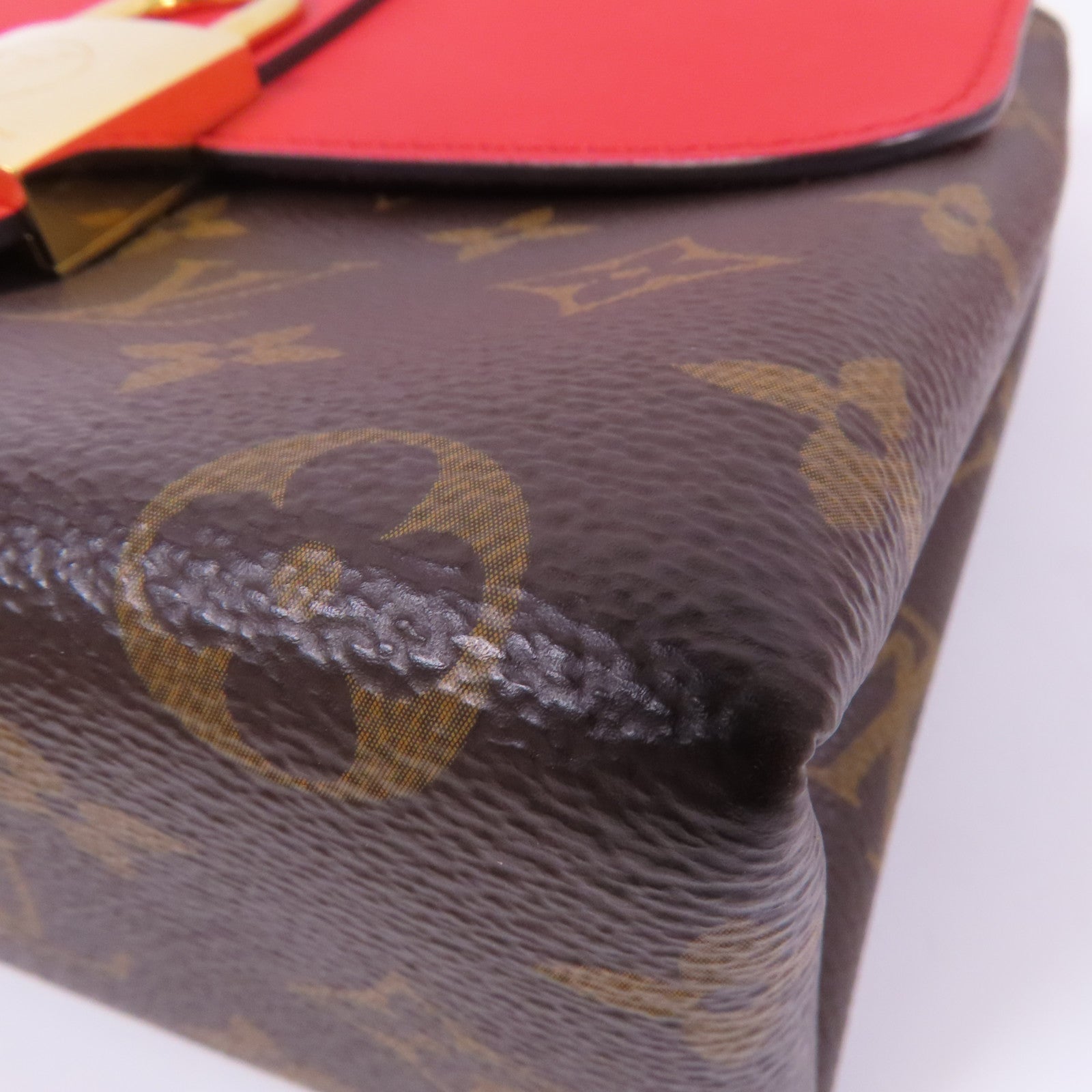 LOUIS VUITTON Monogram Locky BB金扣手挽肩背棕色/紅色