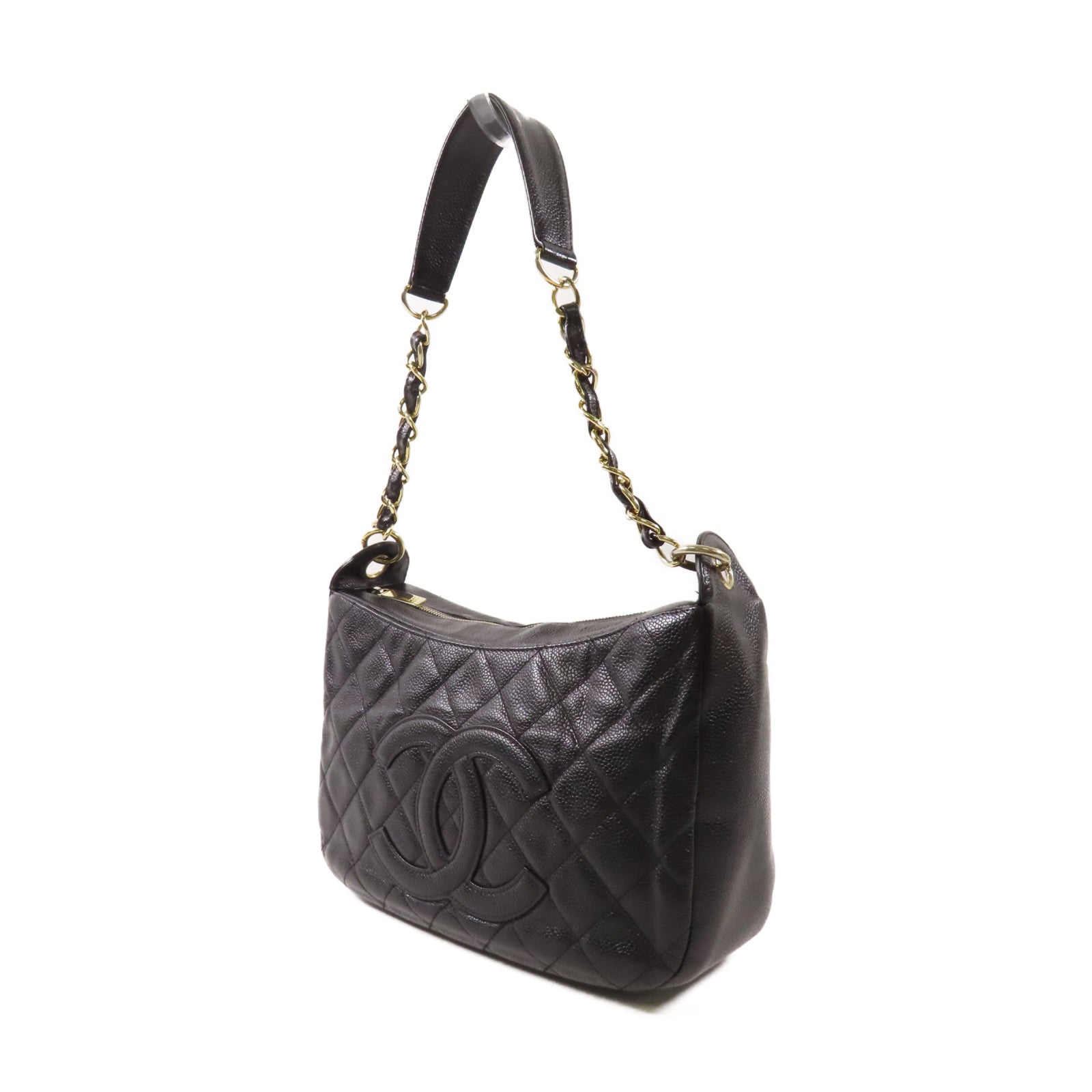 CHANEL 牛皮皮革Shoulder Bag金扣鏈帶肩背袋