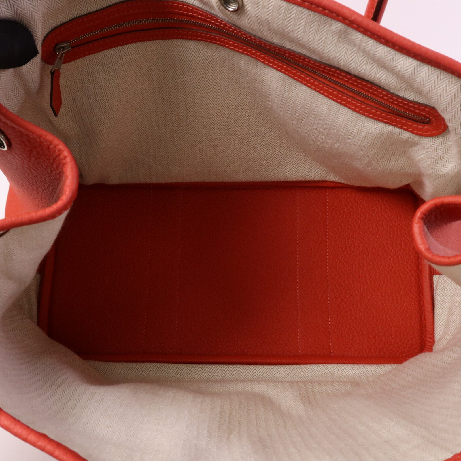 HERMES Negonda皮革Garden Party PM銀扣手挽袋Rouge Pivoine