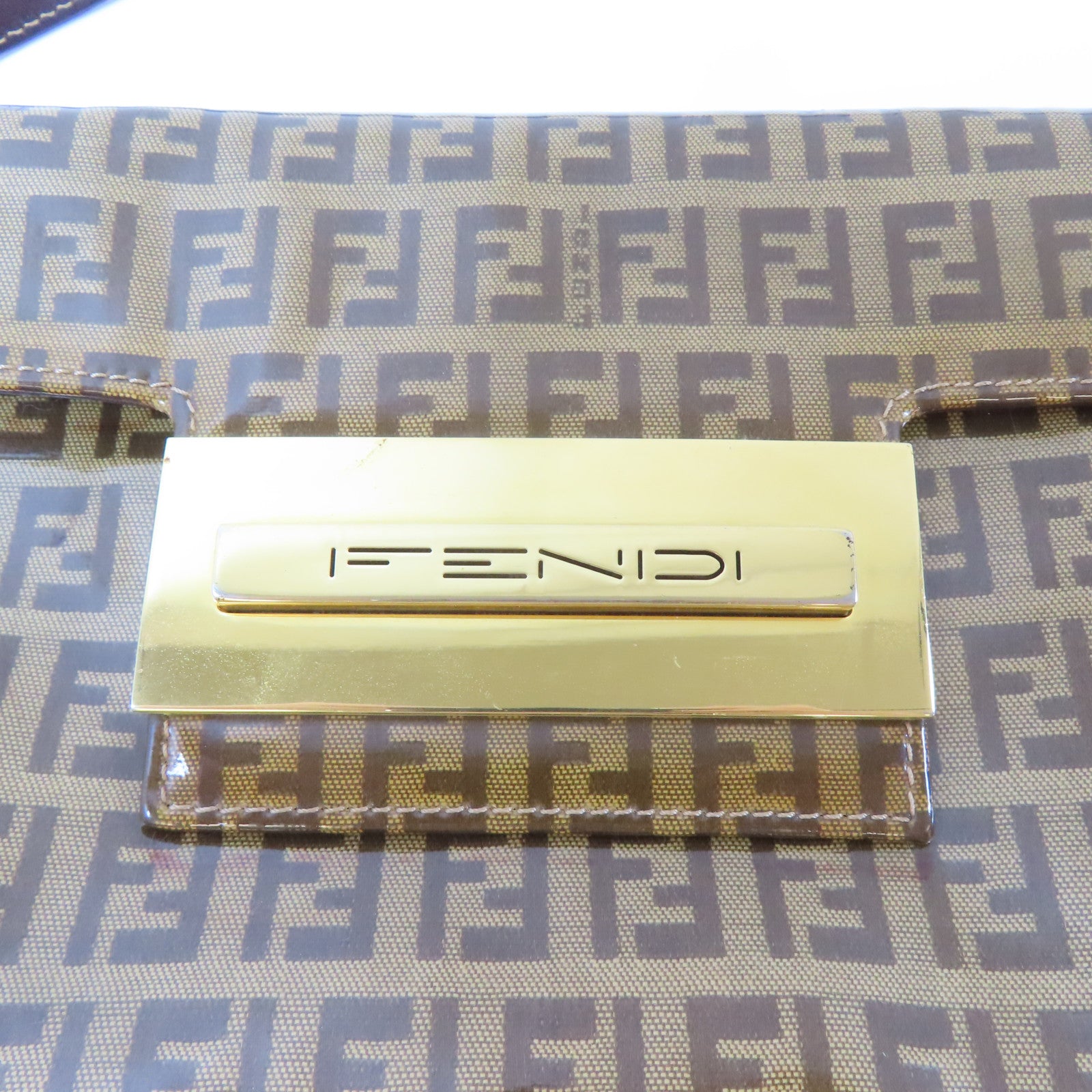 FENDI PVC Shoulder Bag金扣肩背袋啡色