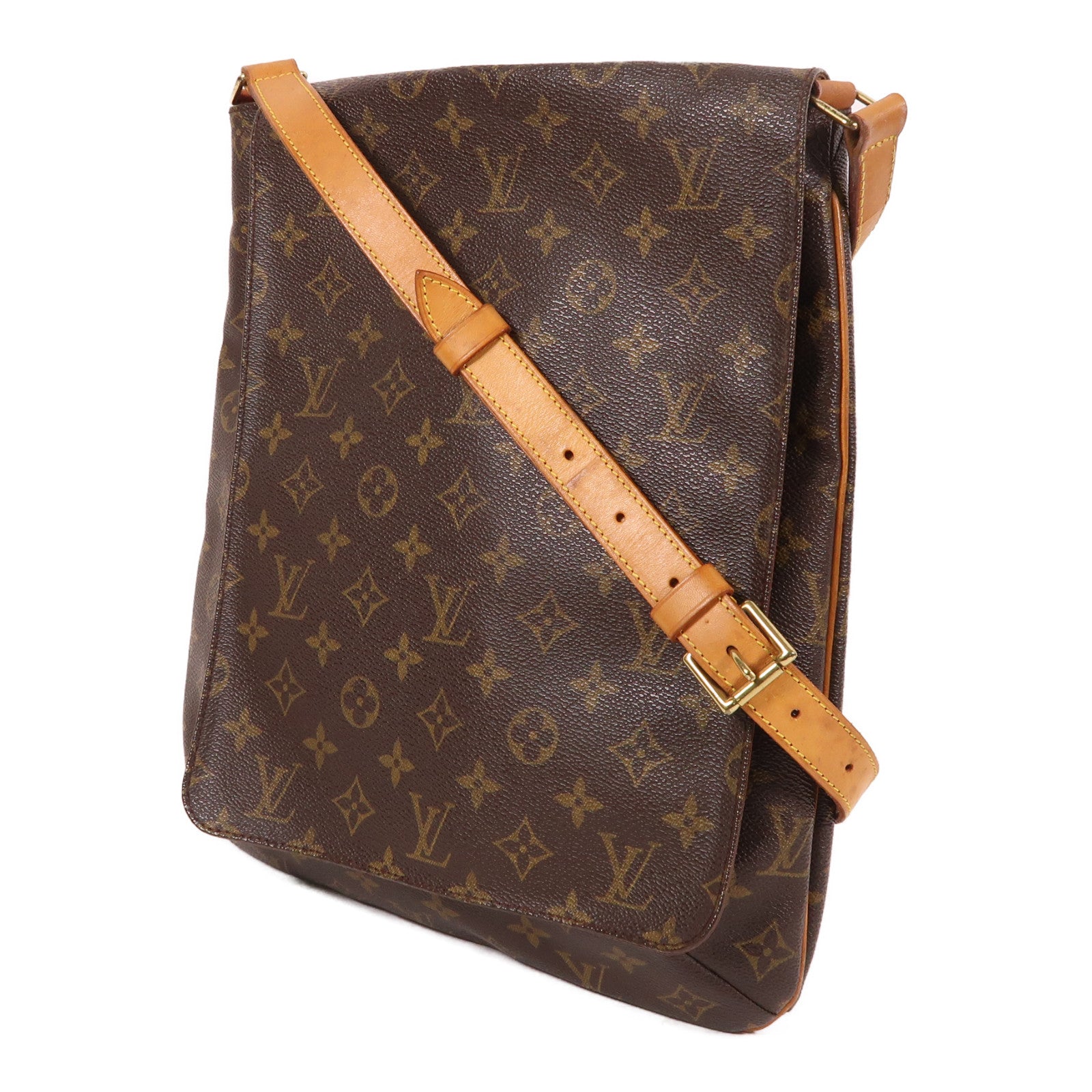 LOUIS VUITTON Monogram Musette金扣肩背袋棕色