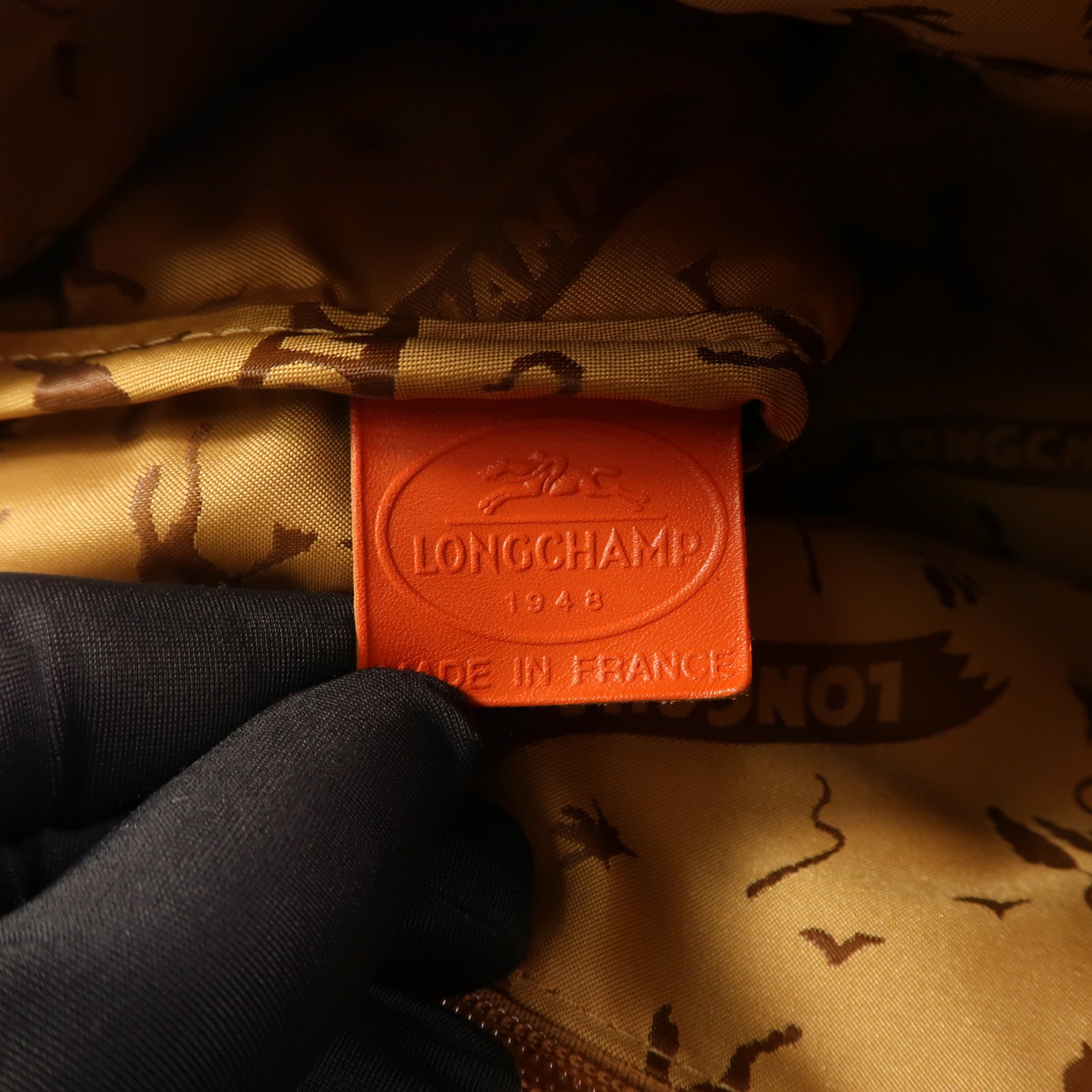Longchamp 羊皮皮革Le Pliage Cuir銀扣手挽肩背兩用袋