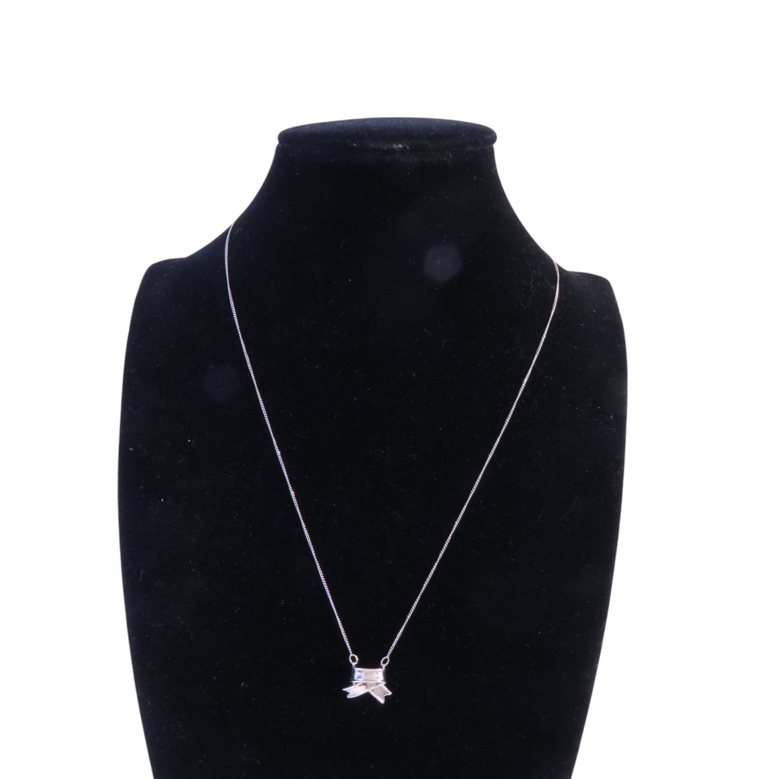 TIFFANY＆CO 925純銀Bow Ribbon Necklace銀扣項鏈