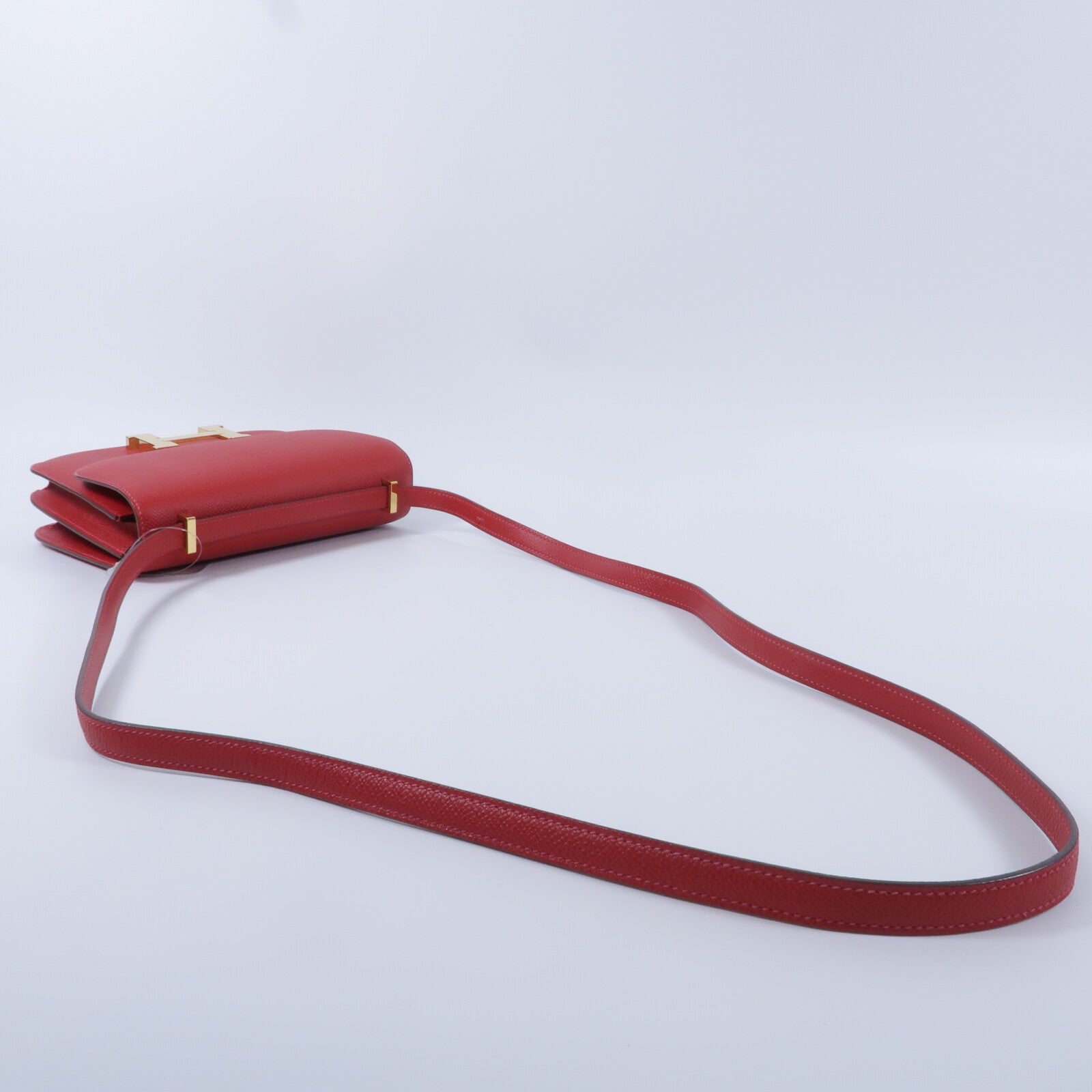 HERMES Epsom皮革Constance Mini肩背袋Rouge Casaque