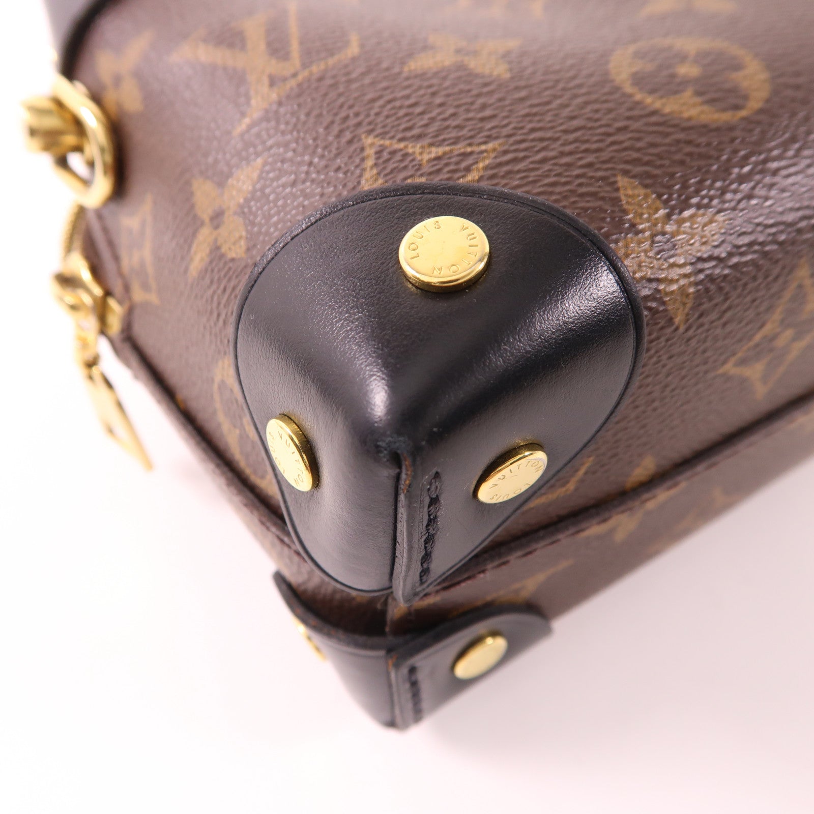 LOUIS VUITTON Monogram Petite Malle Souple金扣手挽肩背兩用袋棕色