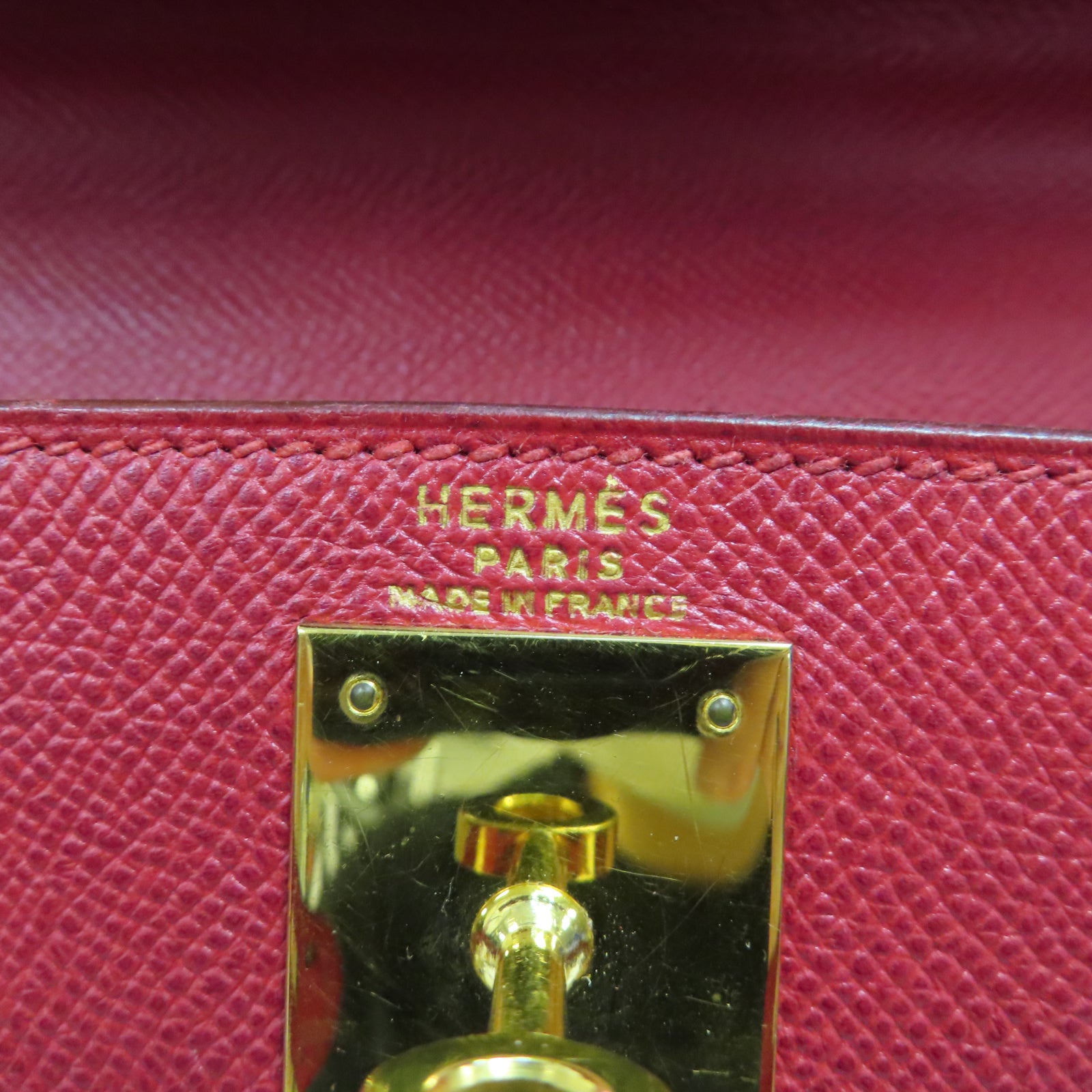 HERMES Epsom皮革Kelly 28金扣手挽肩背兩用袋紅色