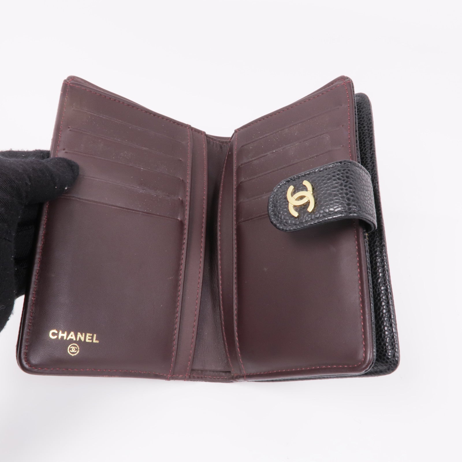 CHANEL 牛皮皮革Wallet金扣錢包