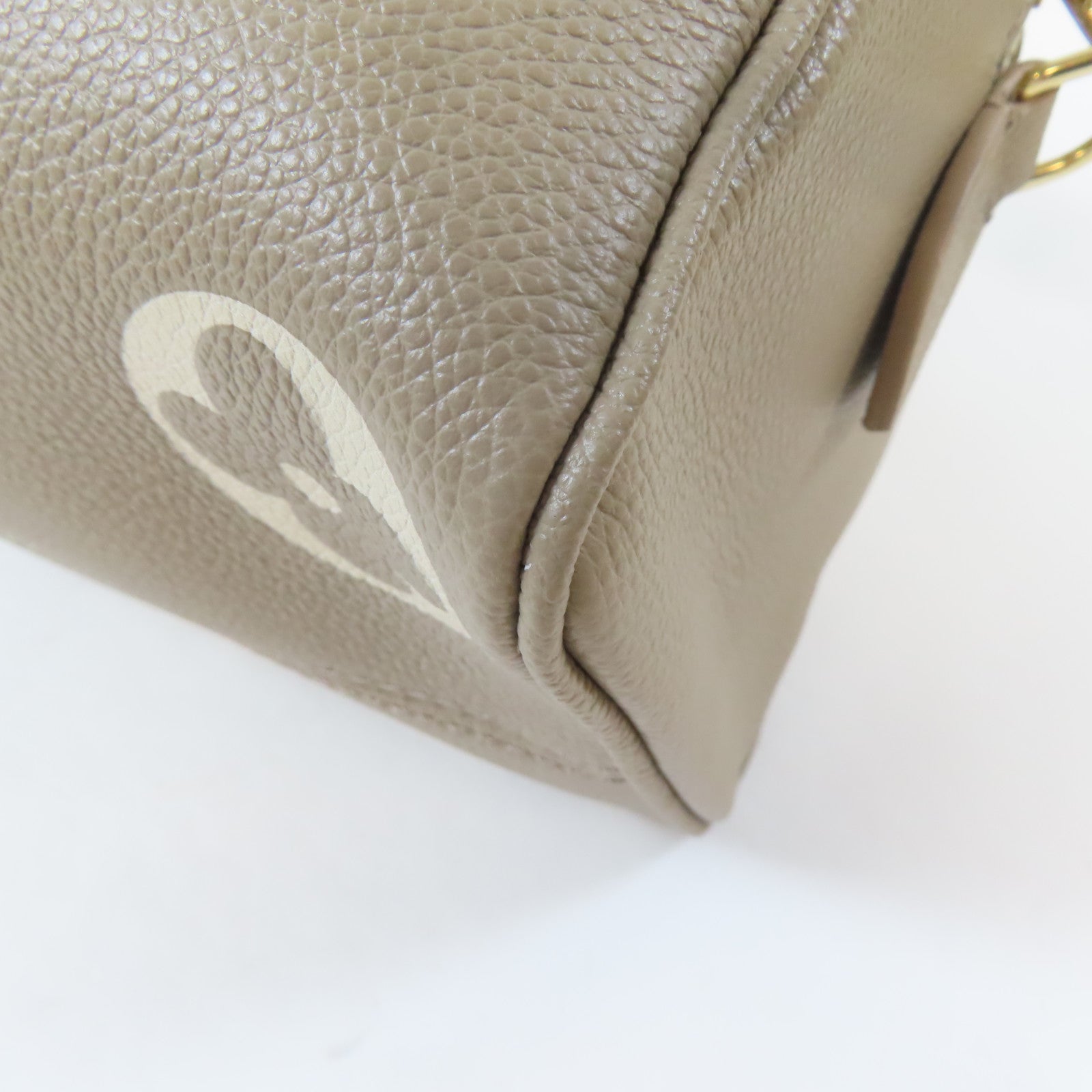 LOUIS VUITTON Monogram Empreinte Nano Speedy金扣鏈帶手挽肩背兩用袋米色