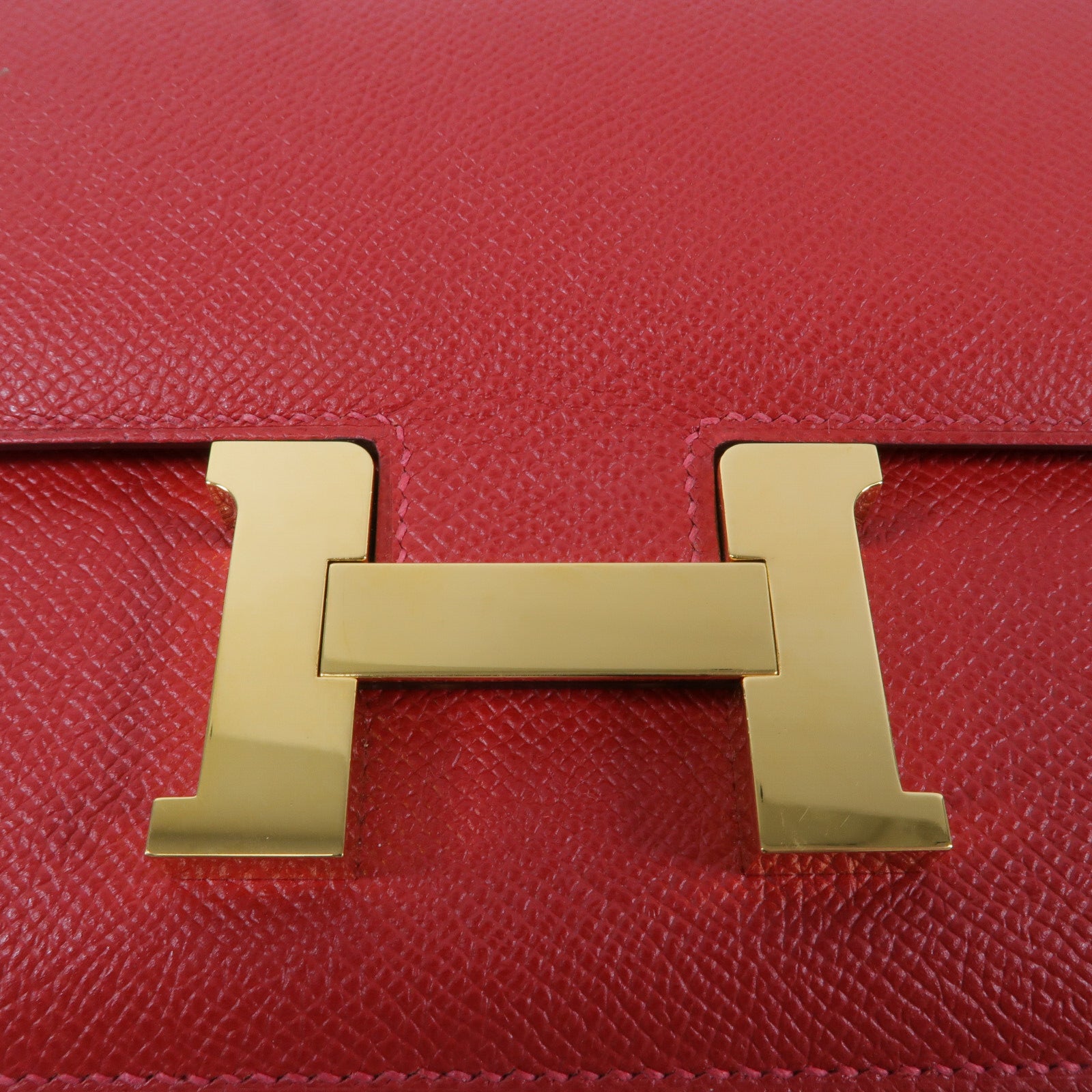 HERMES Epsom皮革Constance Mini肩背袋Rouge Casaque