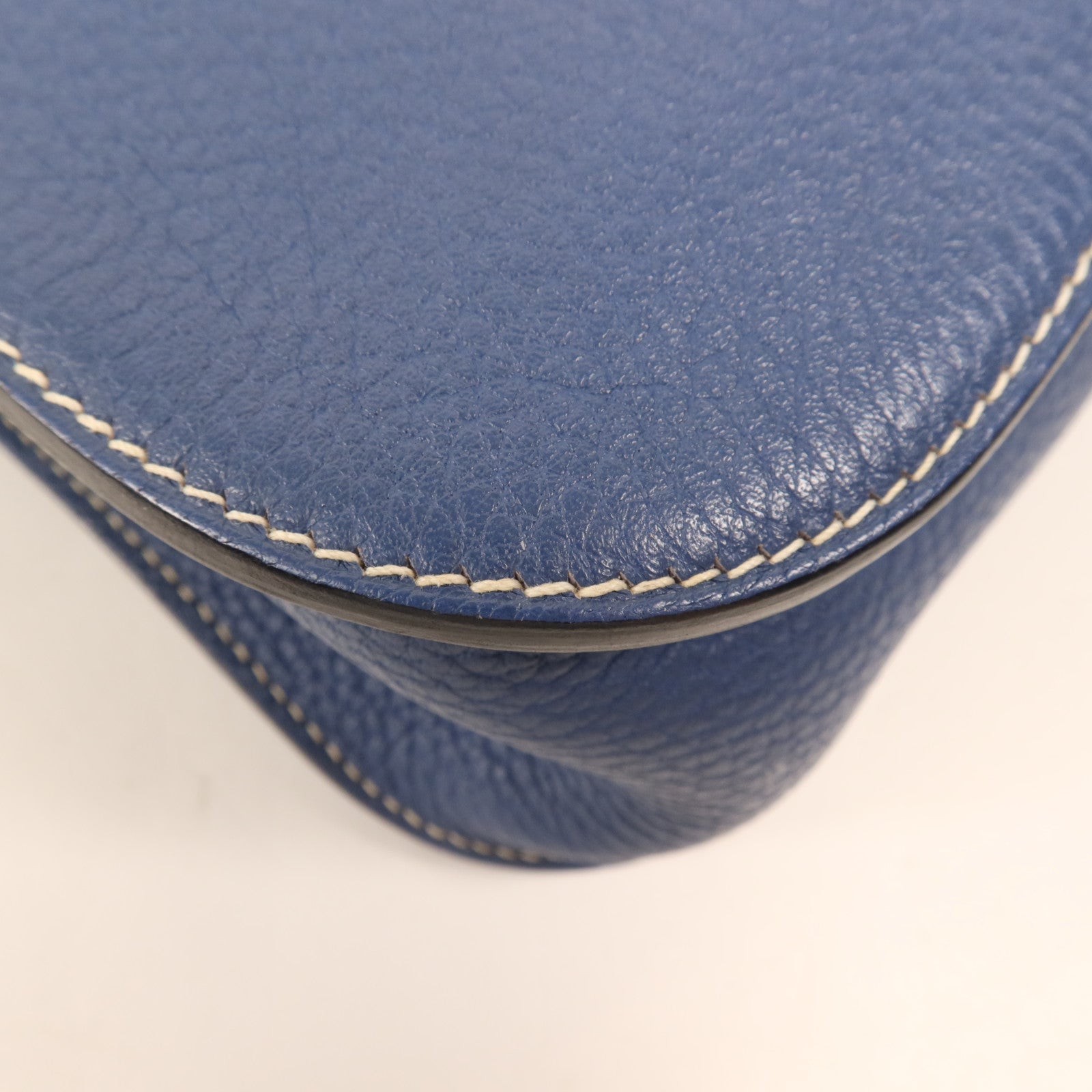 HERMES Clemence皮革Halzan 31銀扣手挽肩背兩用袋Bleu Agate