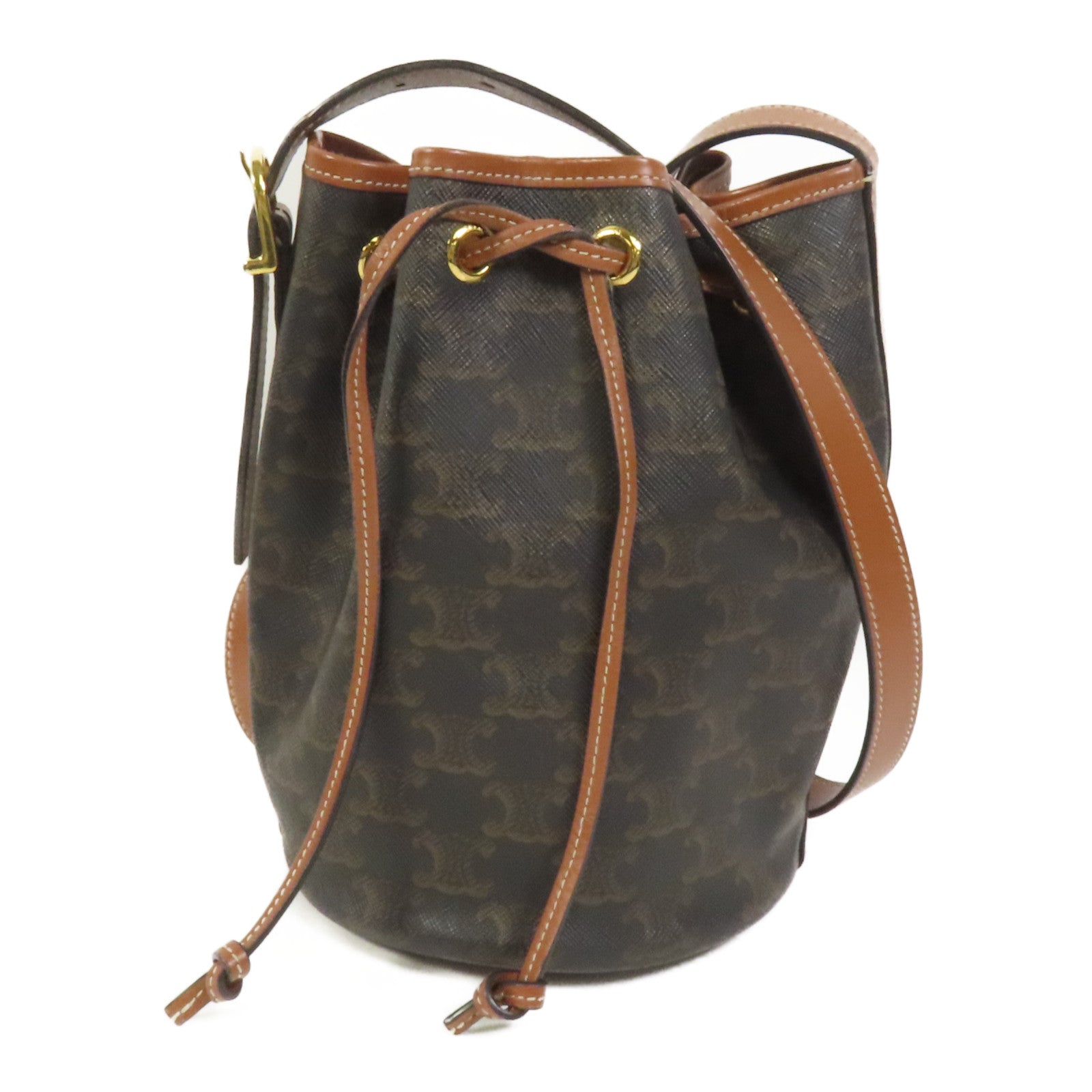 CELINE 塗層帆布Triomphe Drawstring Small bucket肩背袋