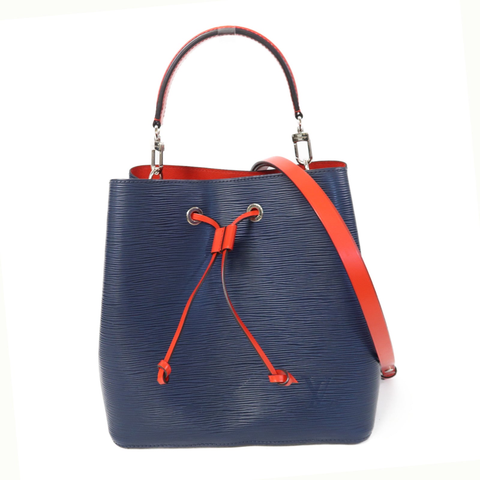 LOUIS VUITTON Epi NeoNoe MM銀扣手挽肩背兩用袋藍色/紅色