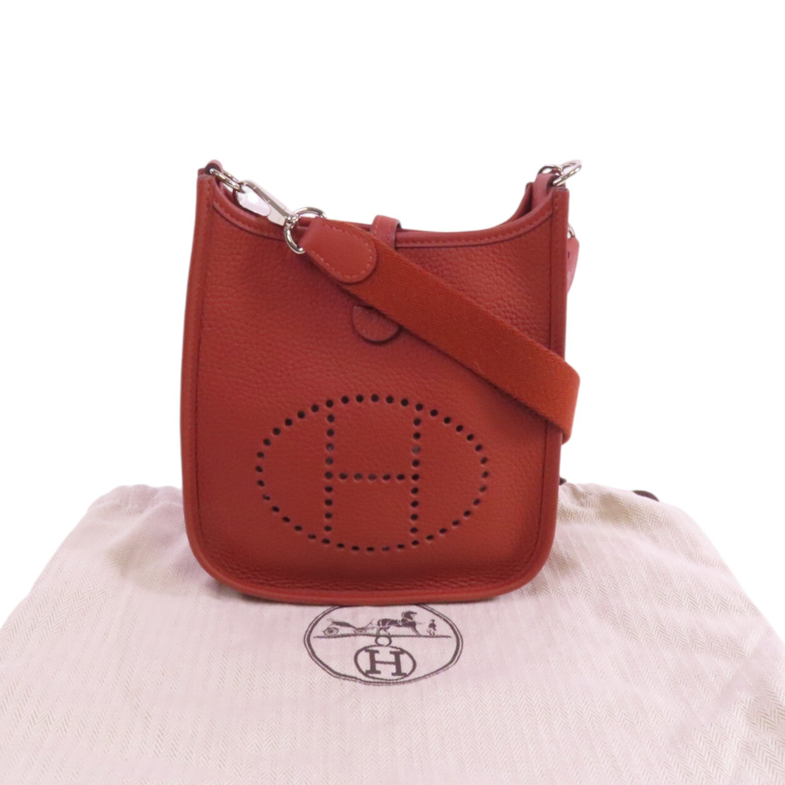 HERMES Clemence皮革Evelyne TPM銀扣肩背袋