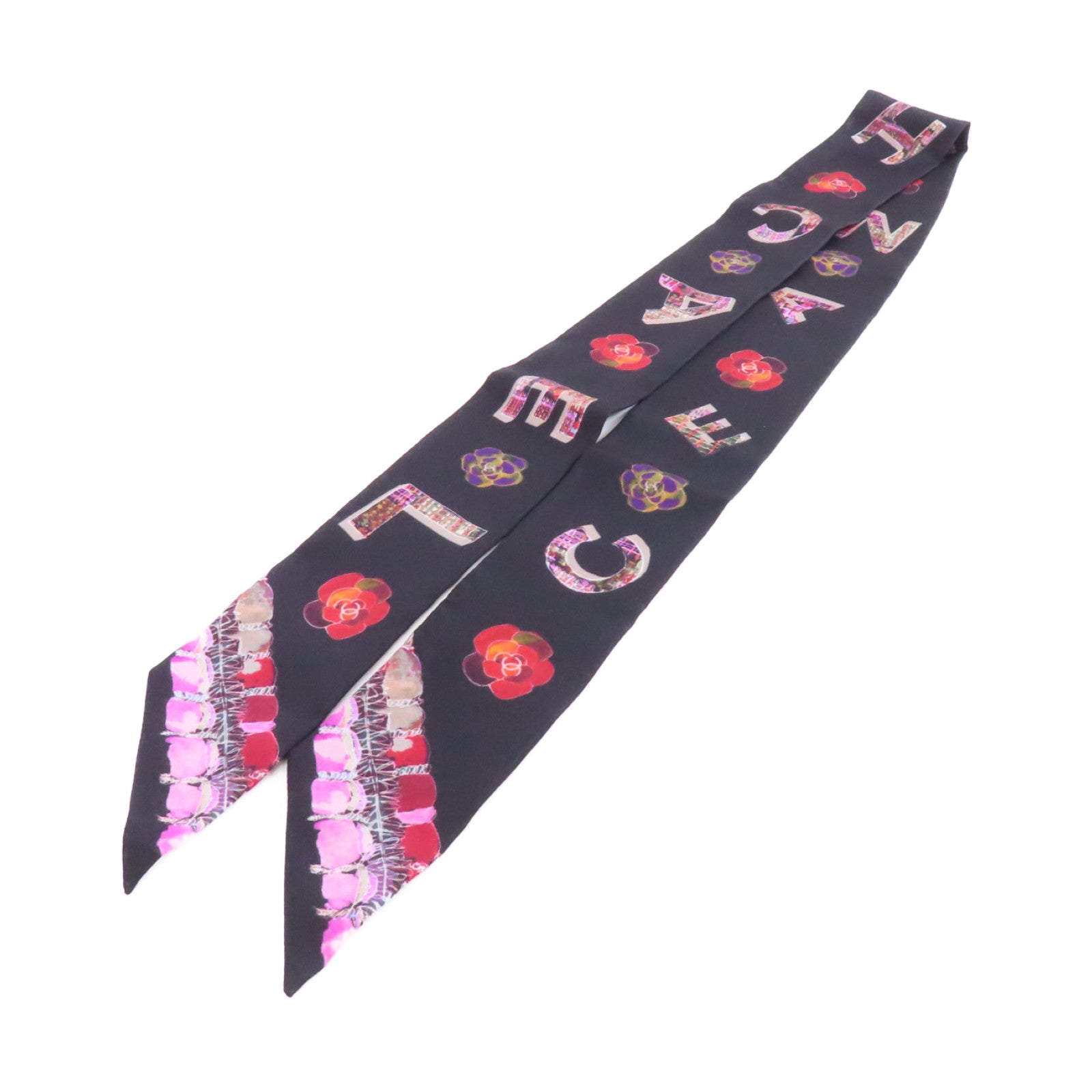 CHANEL 絲質Scarf絲巾黑色/彩色