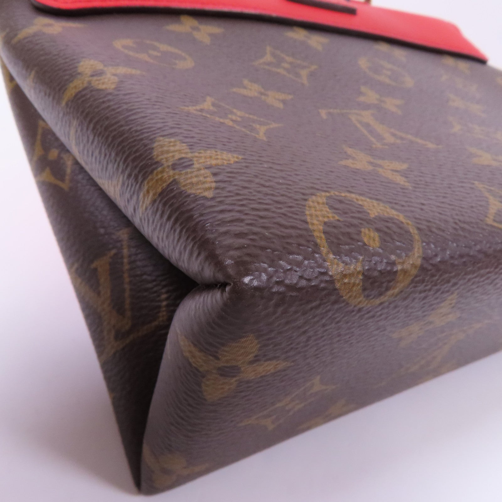 LOUIS VUITTON Monogram Locky BB金扣手挽肩背棕色/紅色