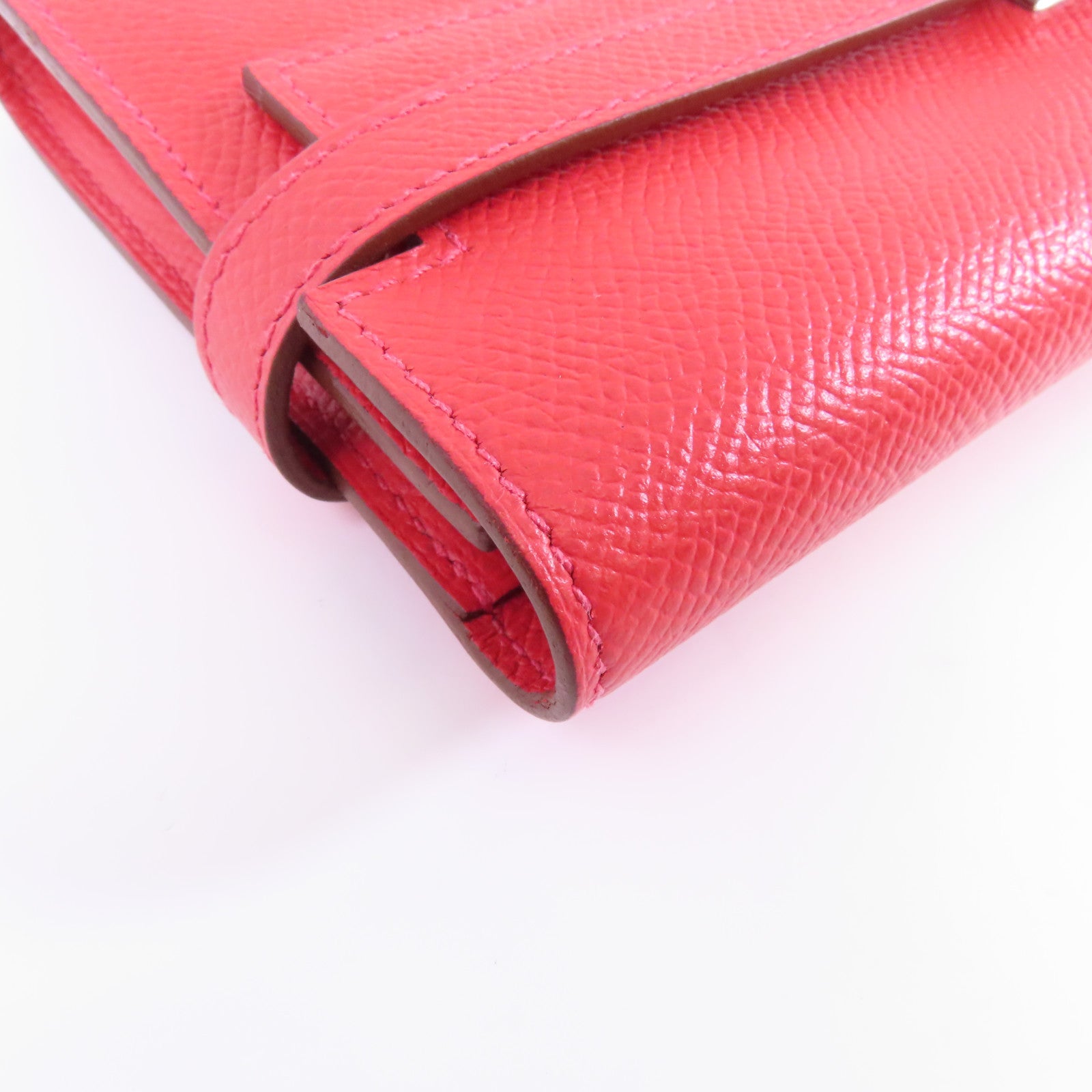 HERMES 【激減優惠】Epsom皮革Kelly Wallet銀扣長錢包紅色