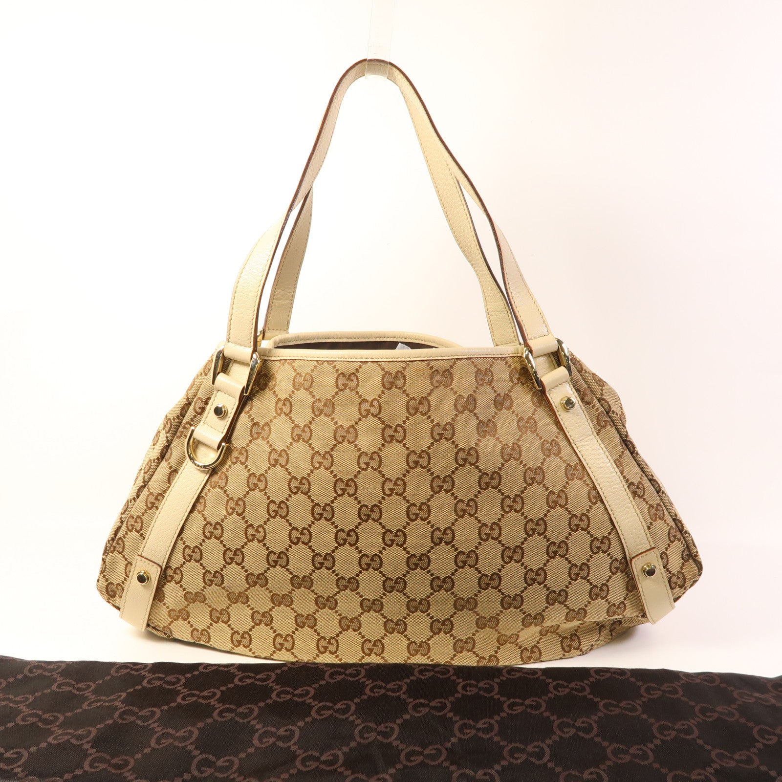 GUCCI 帆布Shoulder Bag銀扣肩背袋