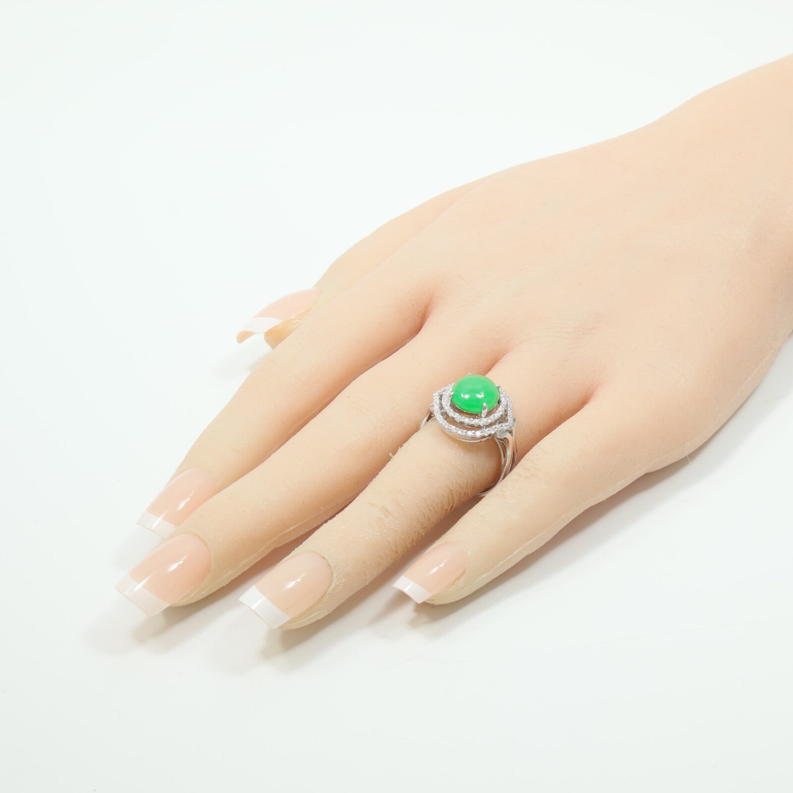 JEWELRY 18K白金Jade Diamond Ring翡翠/鑽石戒指
