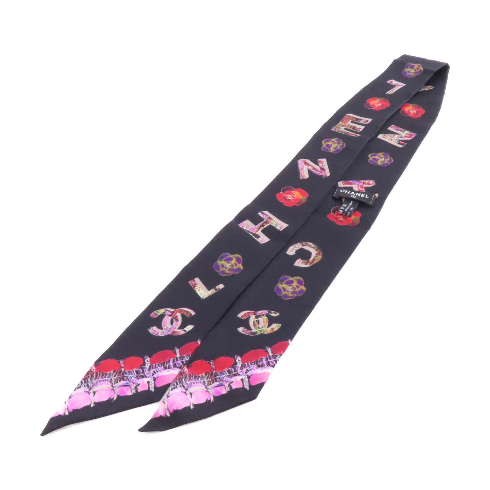 CHANEL 絲質Scarf絲巾黑色/彩色