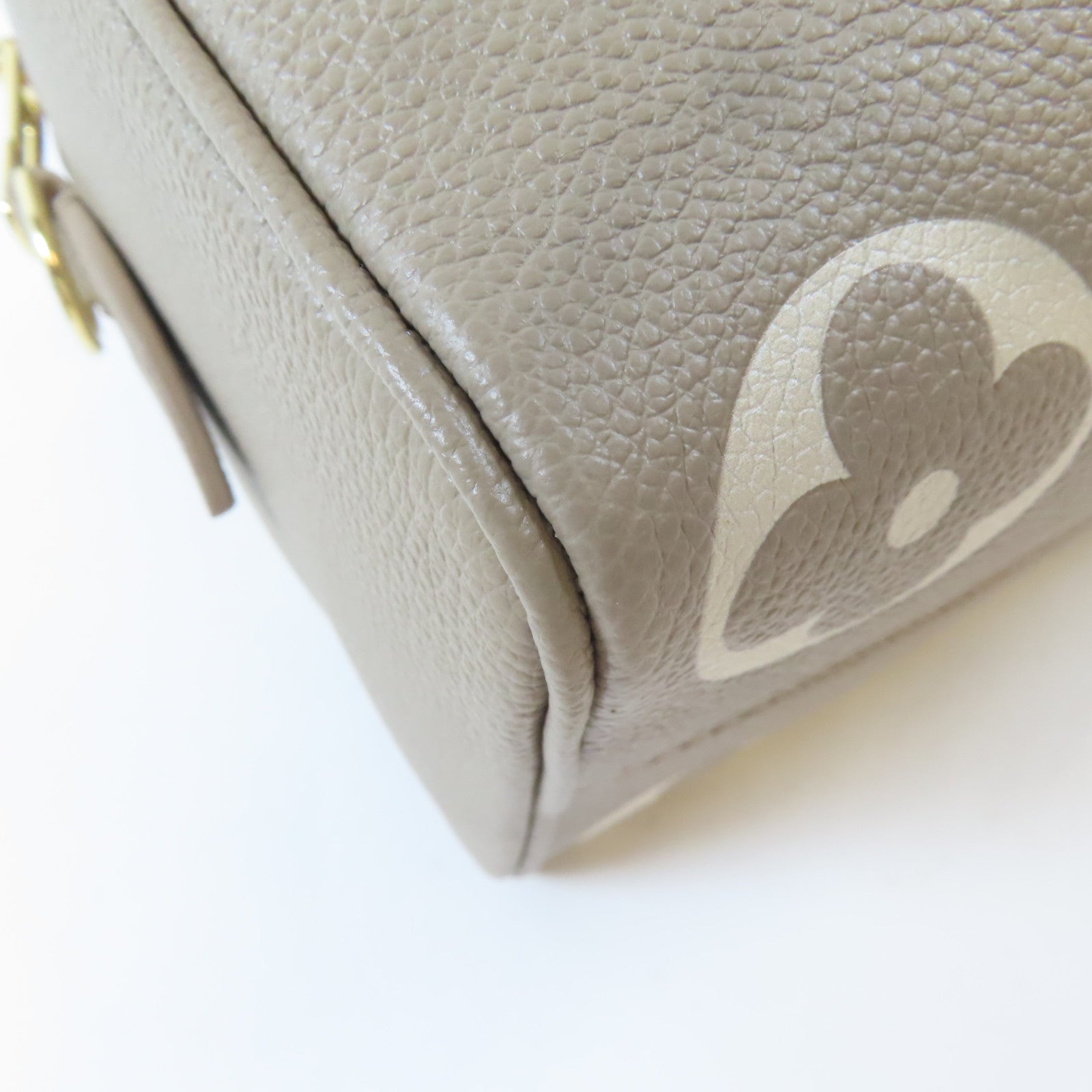 LOUIS VUITTON Monogram Empreinte Nano Speedy金扣鏈帶手挽肩背兩用袋米色