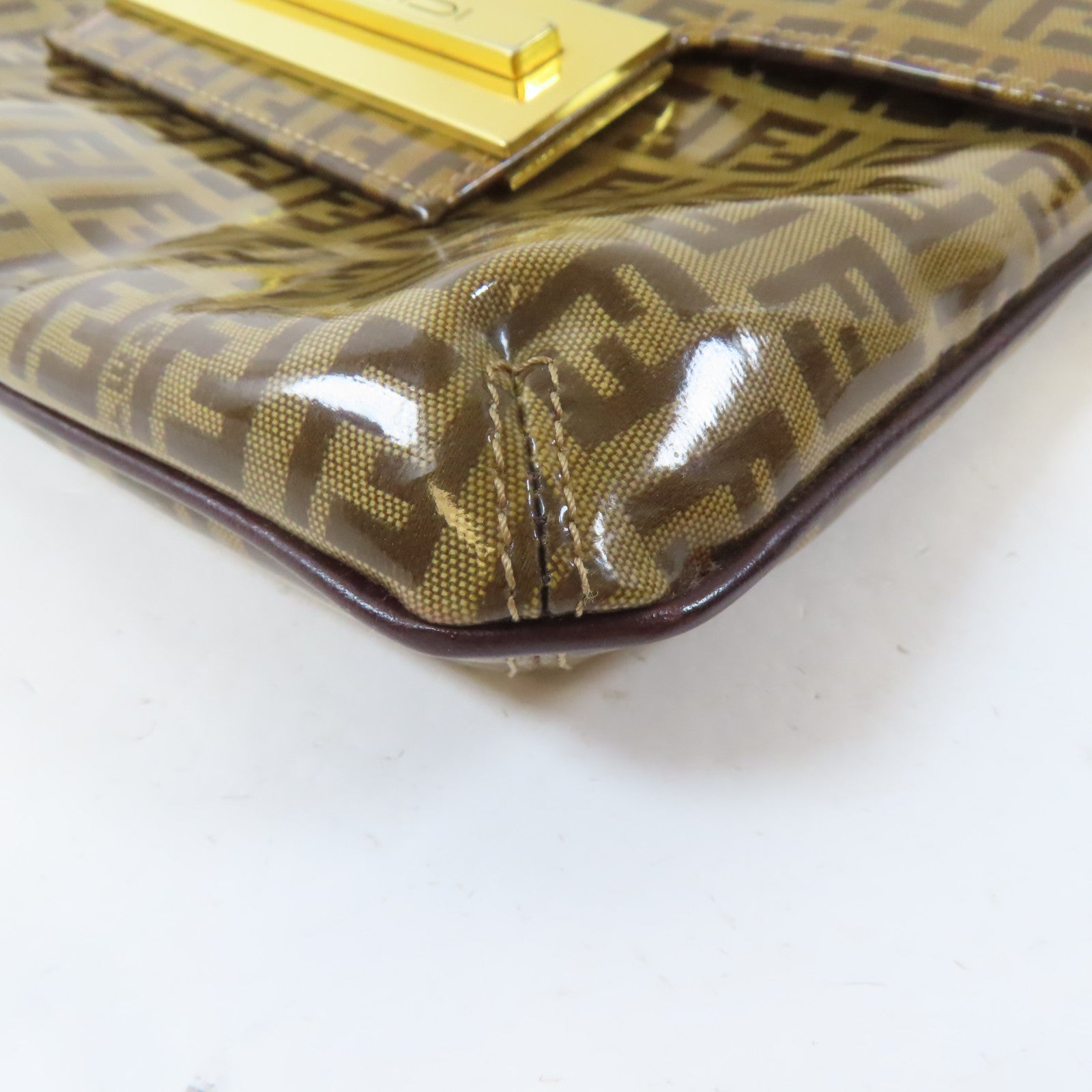 FENDI PVC Shoulder Bag金扣肩背袋啡色