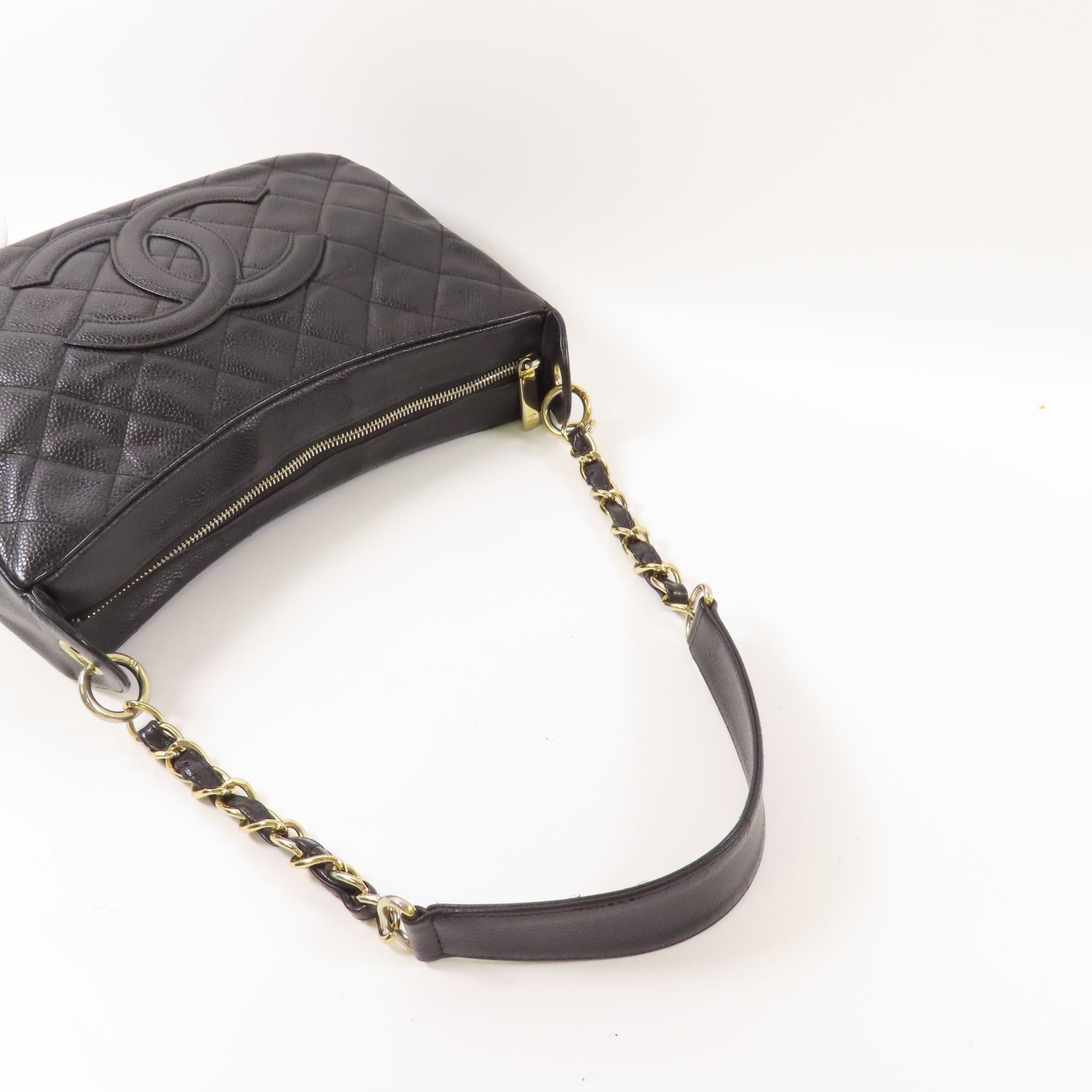 CHANEL 牛皮皮革Shoulder Bag金扣鏈帶肩背袋