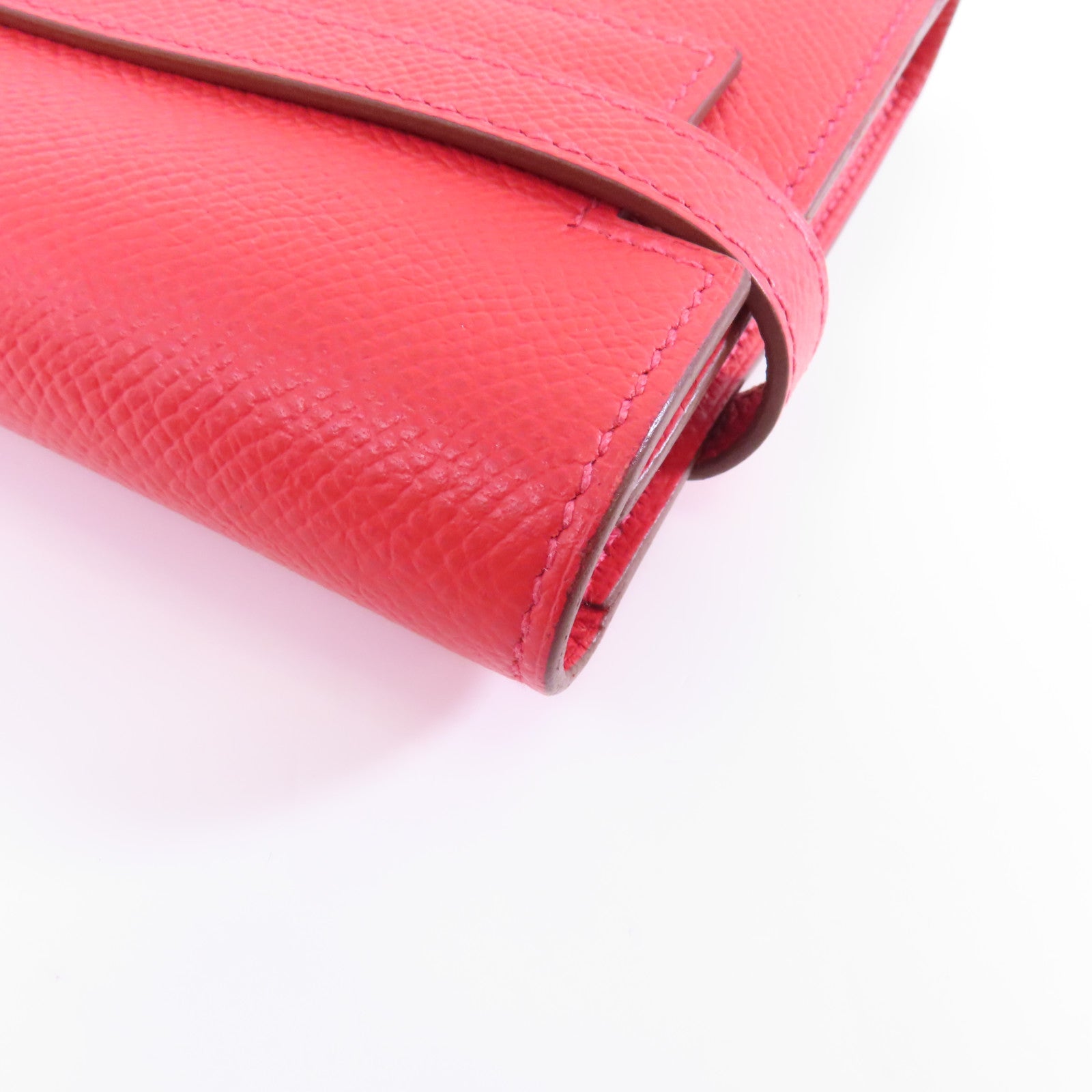 HERMES 【激減優惠】Epsom皮革Kelly Wallet銀扣長錢包紅色