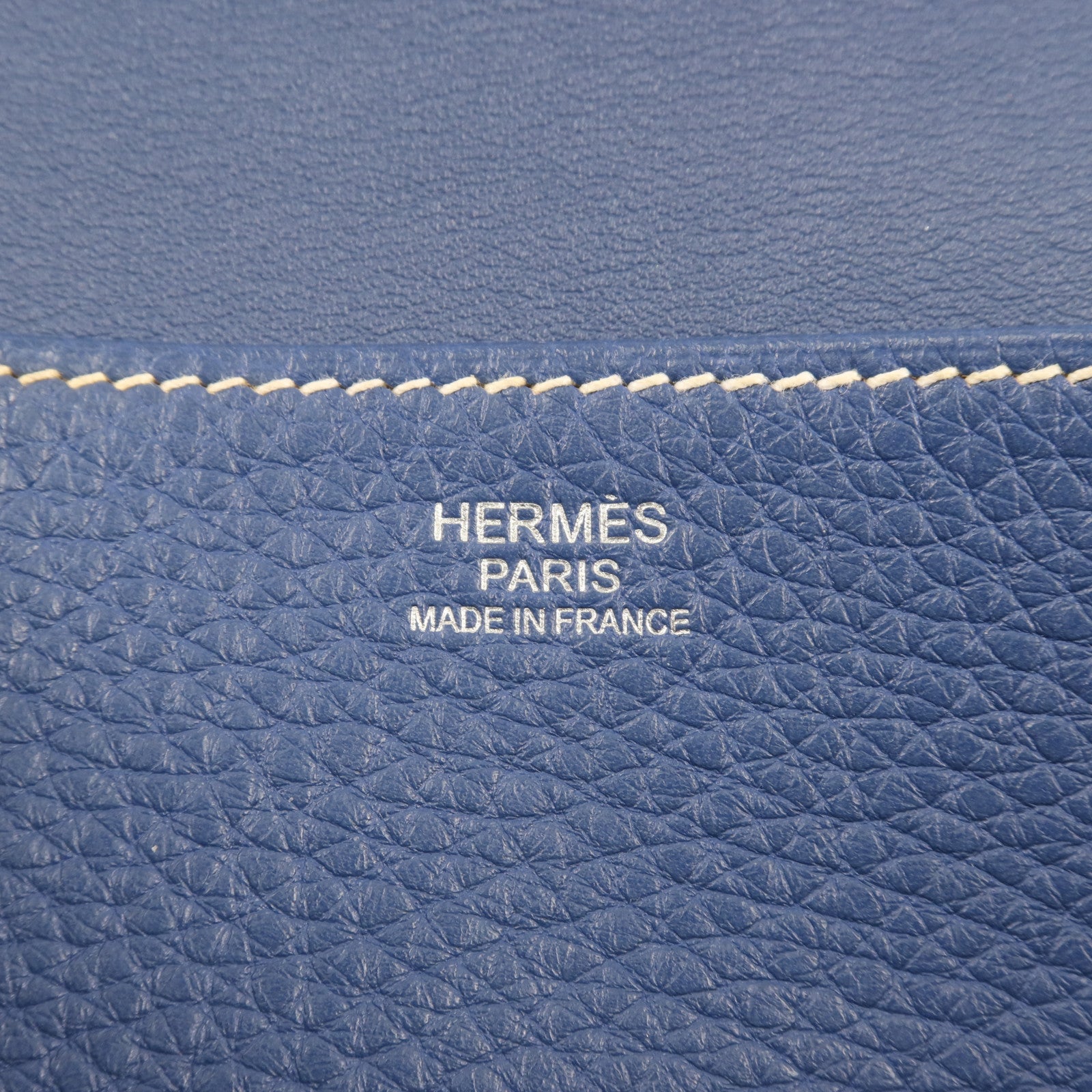 HERMES Clemence皮革Halzan 31銀扣手挽肩背兩用袋Bleu Agate