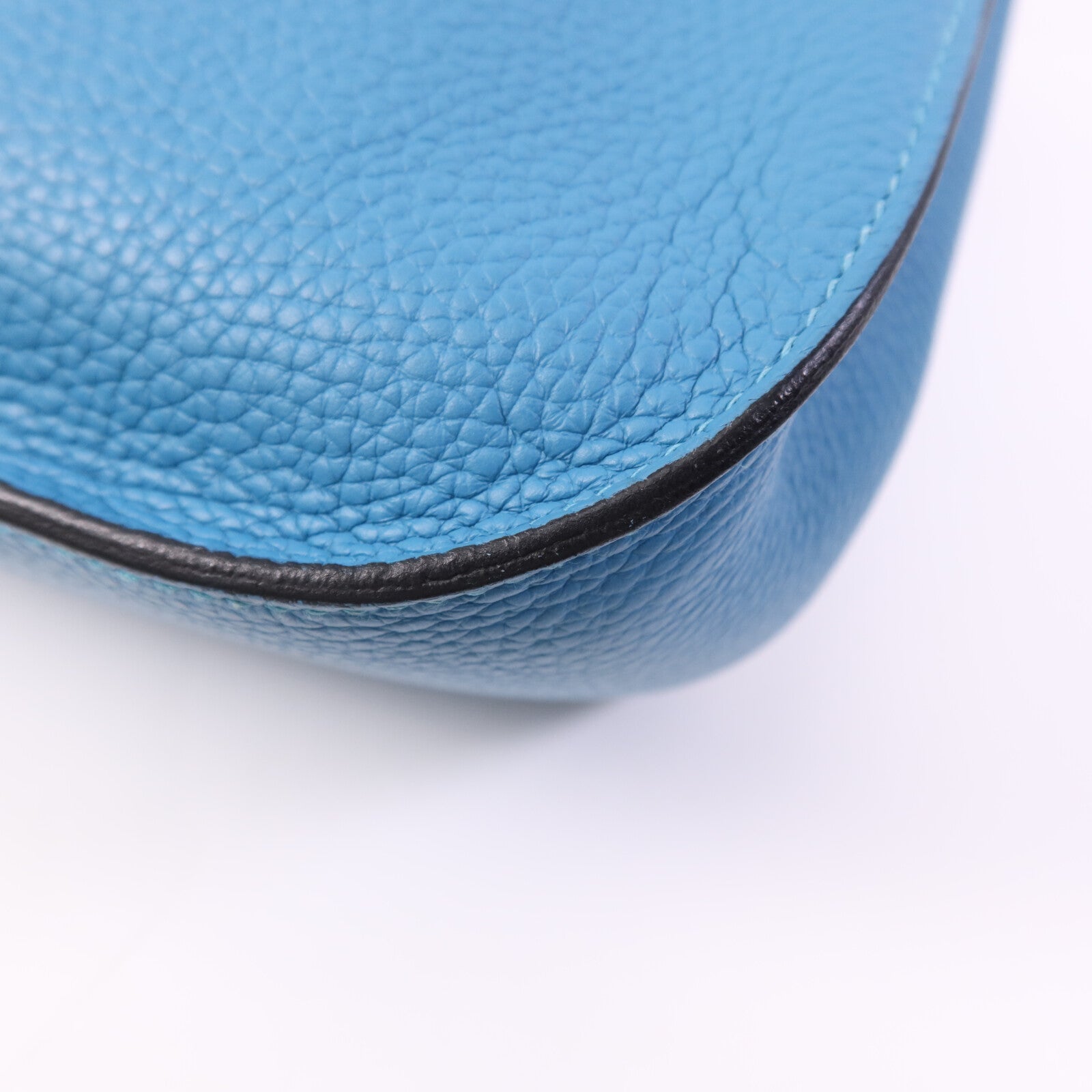 HERMES Clemence皮革Jypesiere 34銀扣肩背袋Turquoise
