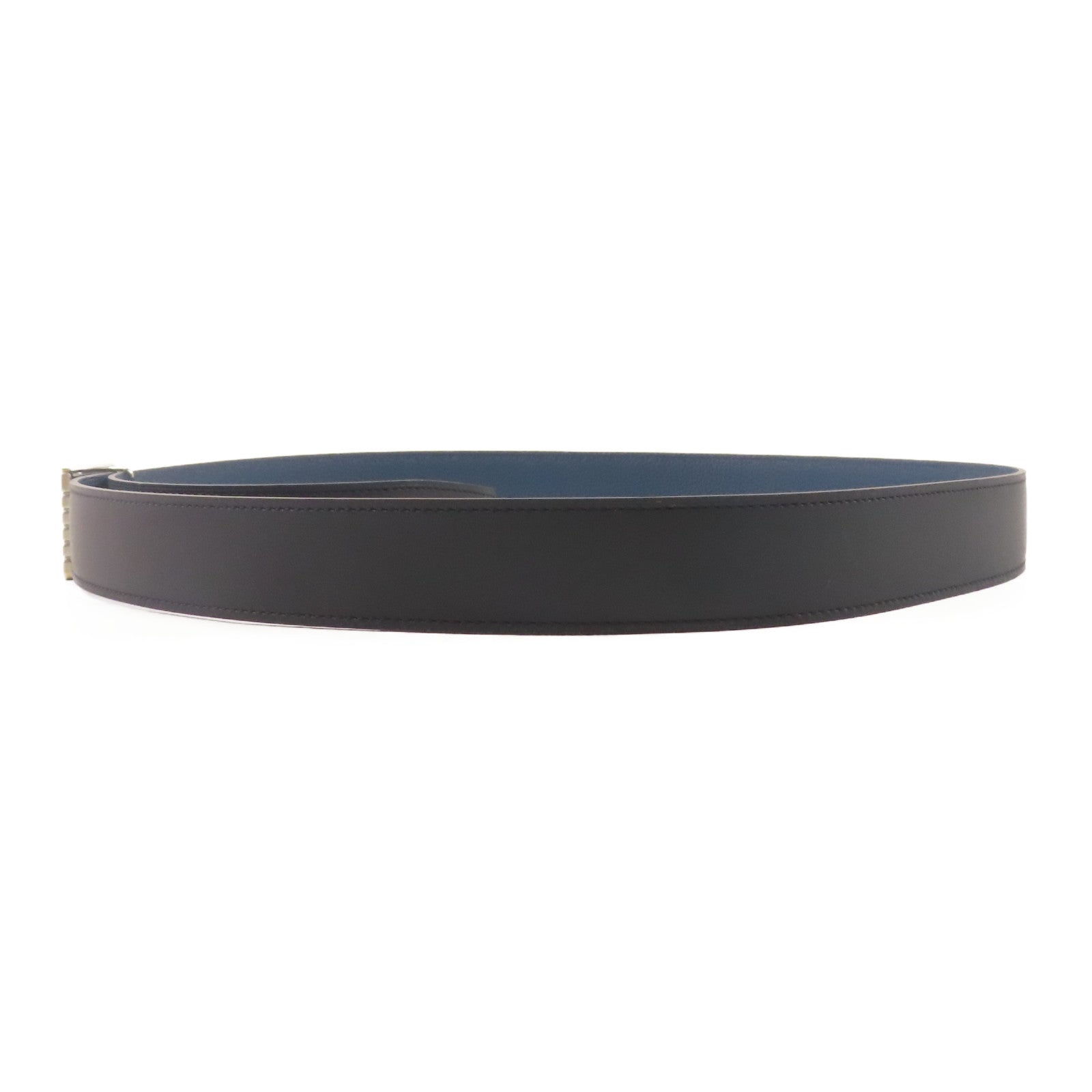 HERMES 牛皮皮革A Cheval Belt銀扣皮帶Nori/黑色