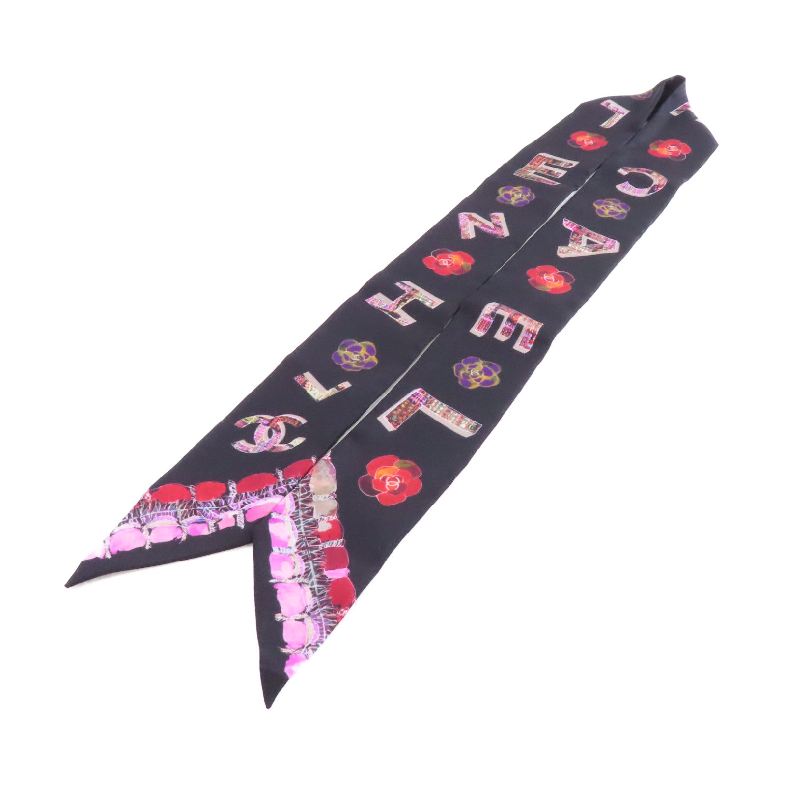 CHANEL 絲質Scarf絲巾黑色/彩色